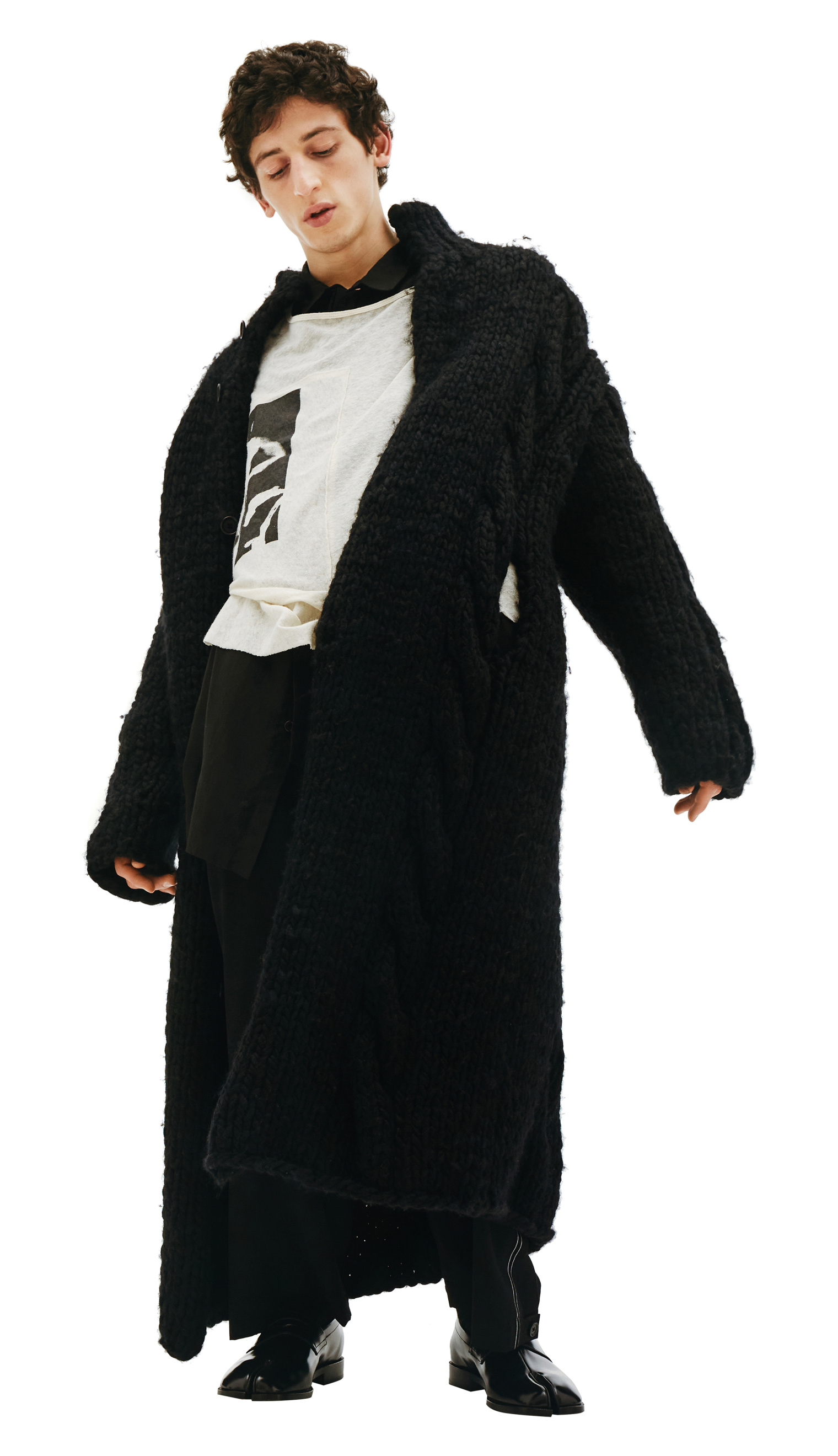 Yohji Yamamoto Chunky Knit Long Cardigan Coat