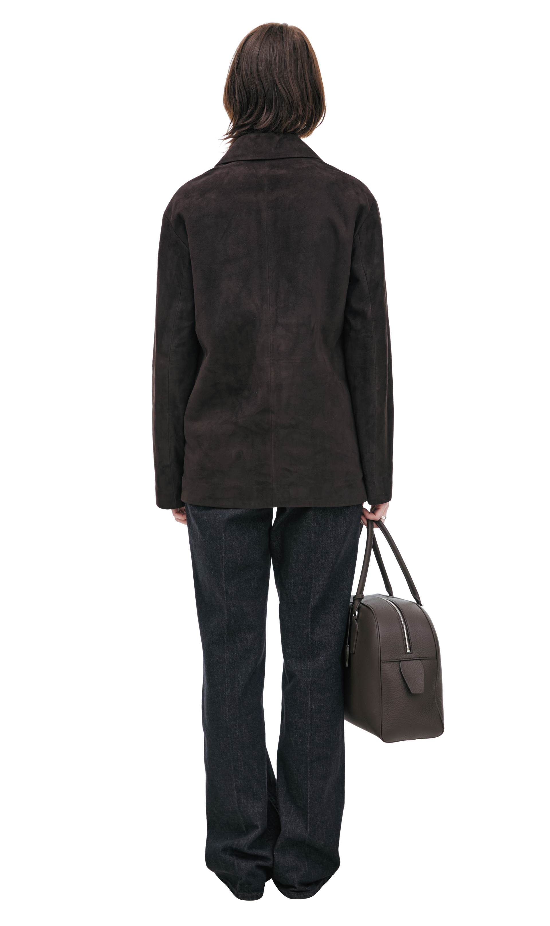 The Row Single-breasted suede jacket