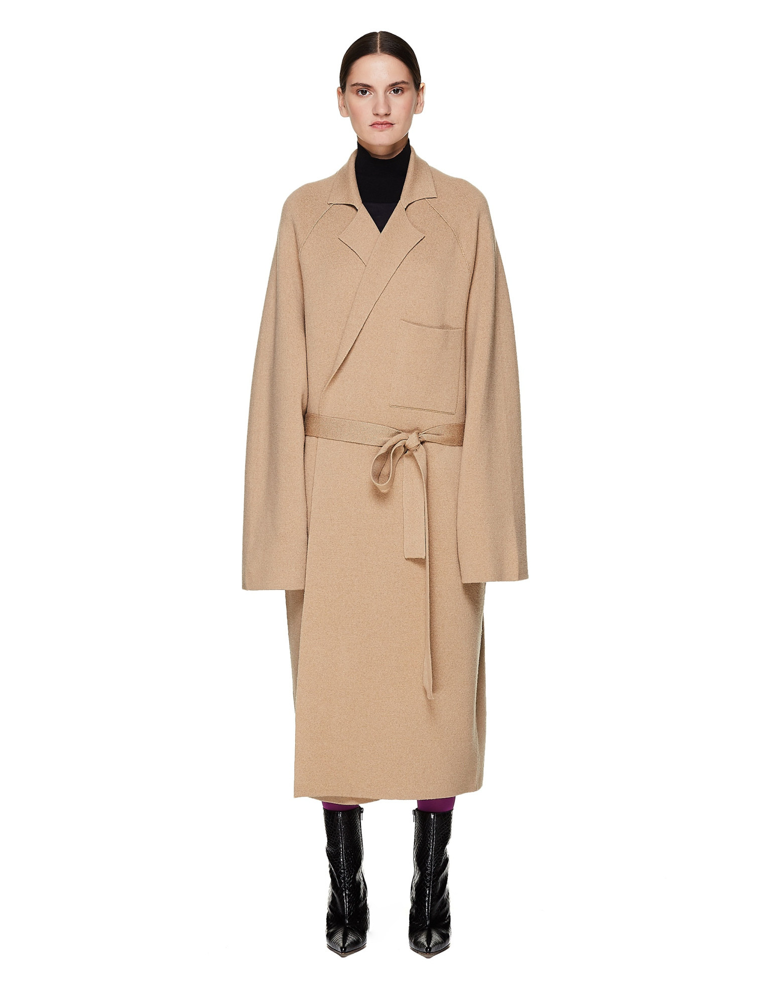 Haider Ackermann Beige Knitted Wool & Cashmere Coat
