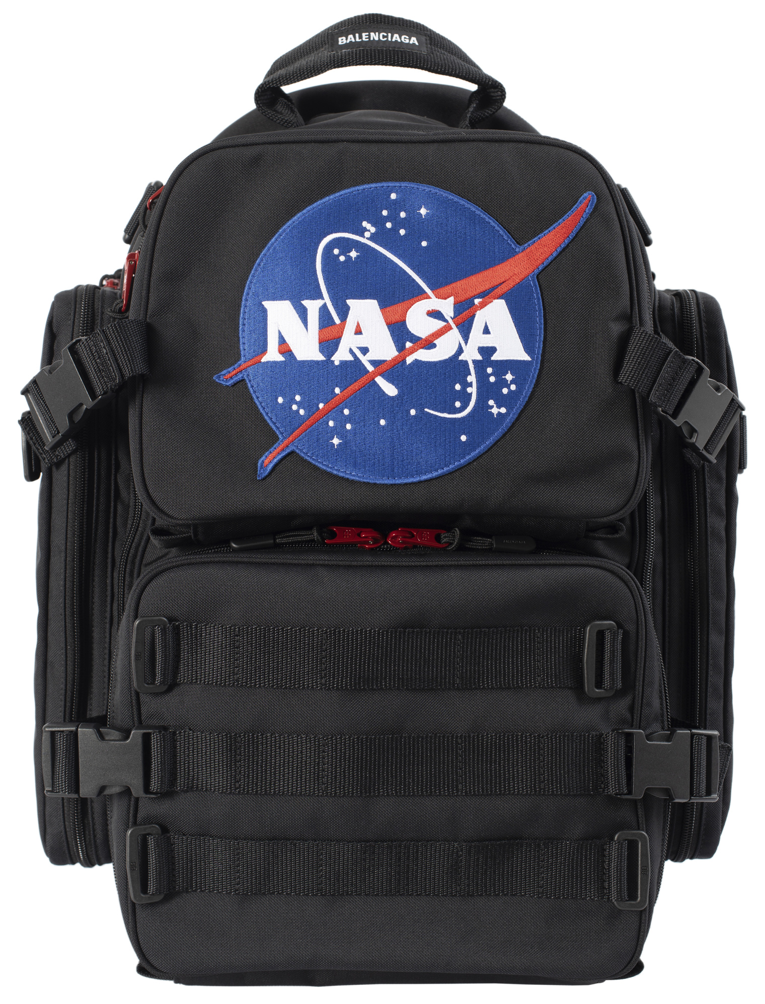 Balenciaga Black Space Backpack in embroidered NASA