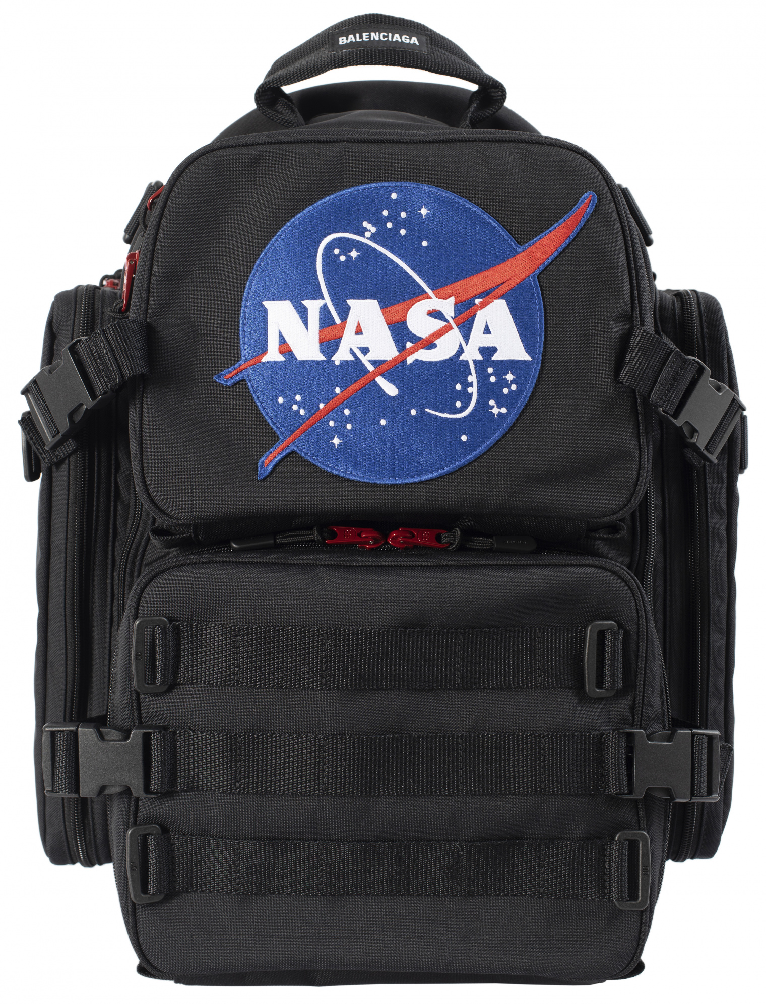 Balenciaga Black Space Backpack in embroidered NASA
