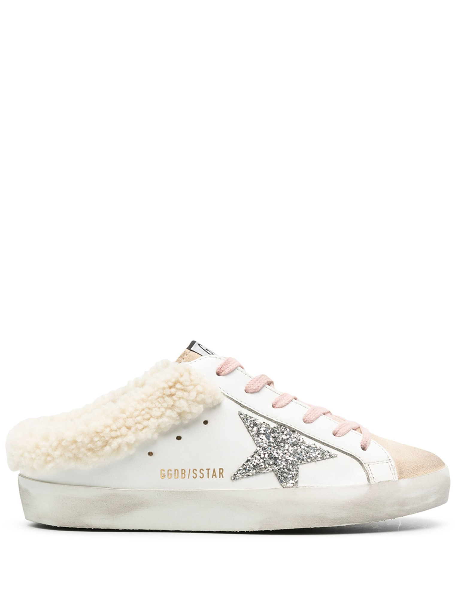 Golden Goose Women\'s Super-Star Sabot With Glitter And Shearling Interior