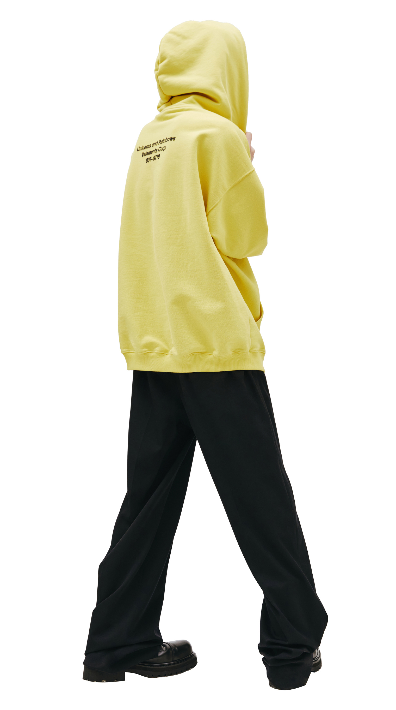 VETEMENTS Yellow Cotton Oversize Unicorn Hoodie