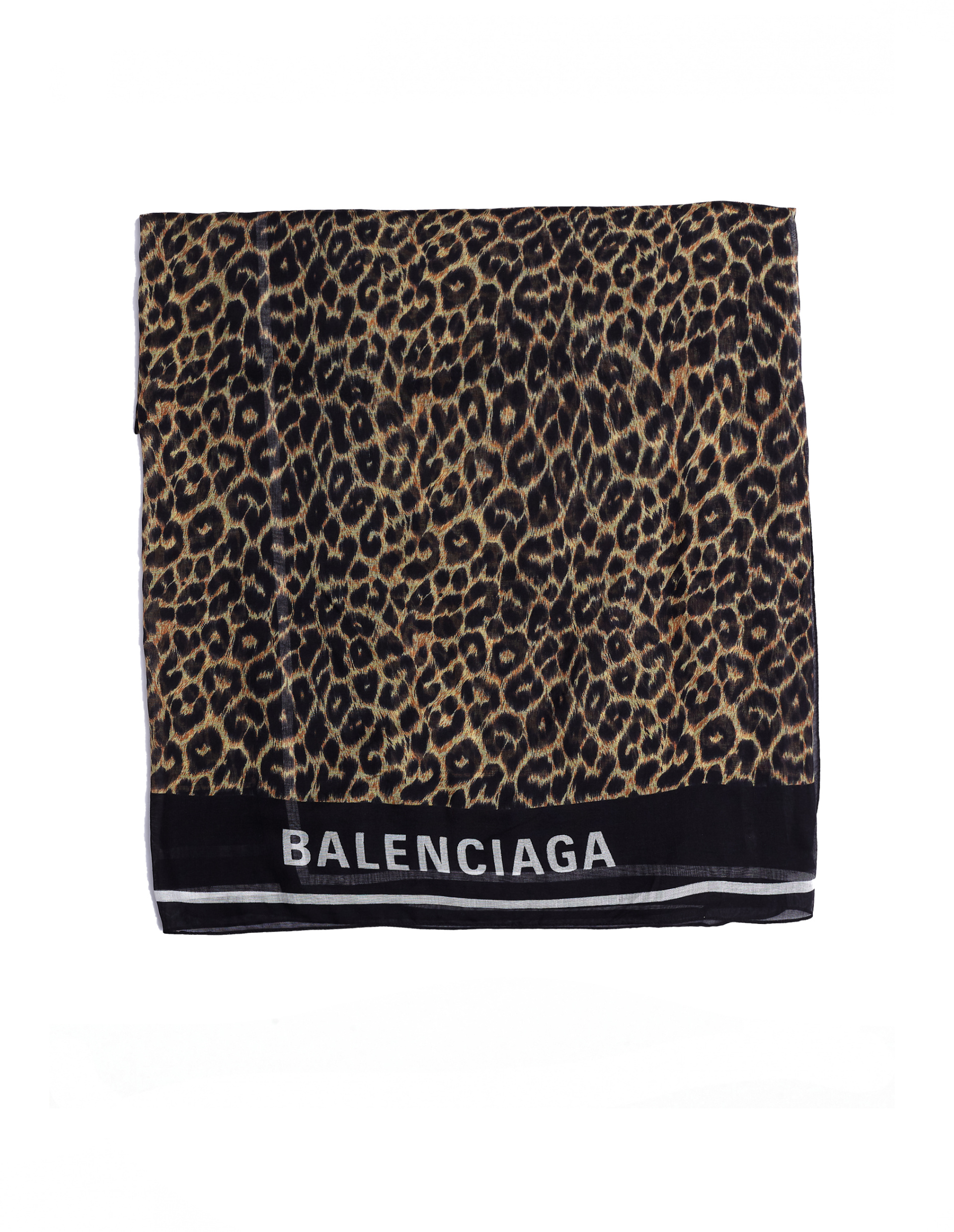 Balenciaga Leopard Print Logo Scarf