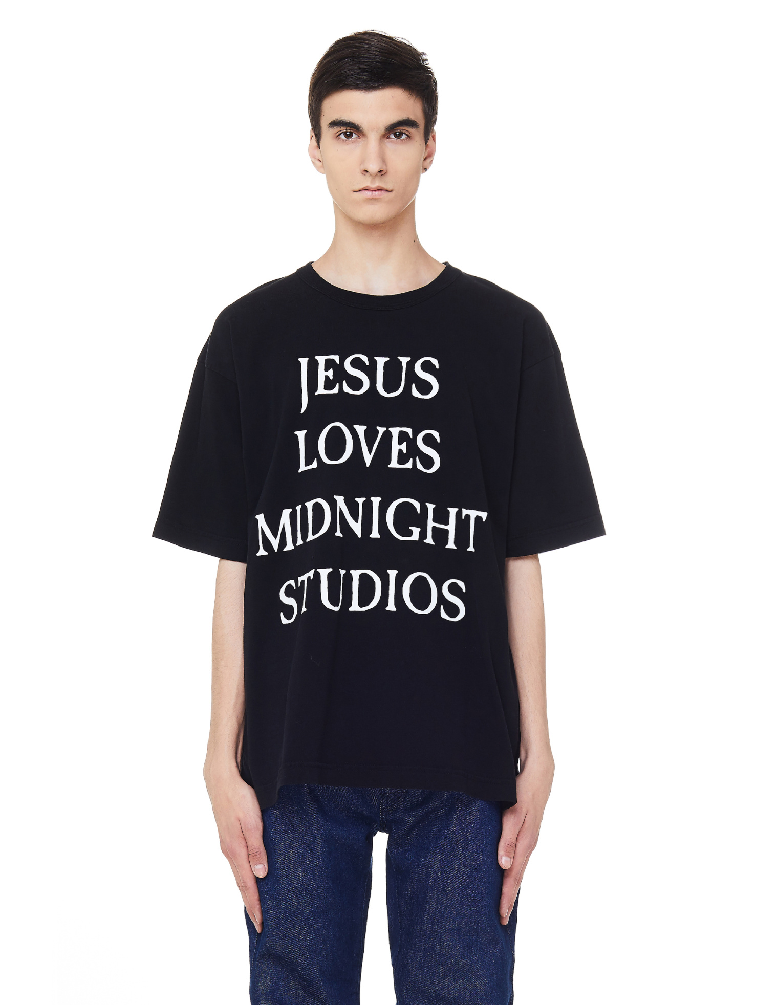 Midnight Studios Black Jesus Loves Printed T-shirt