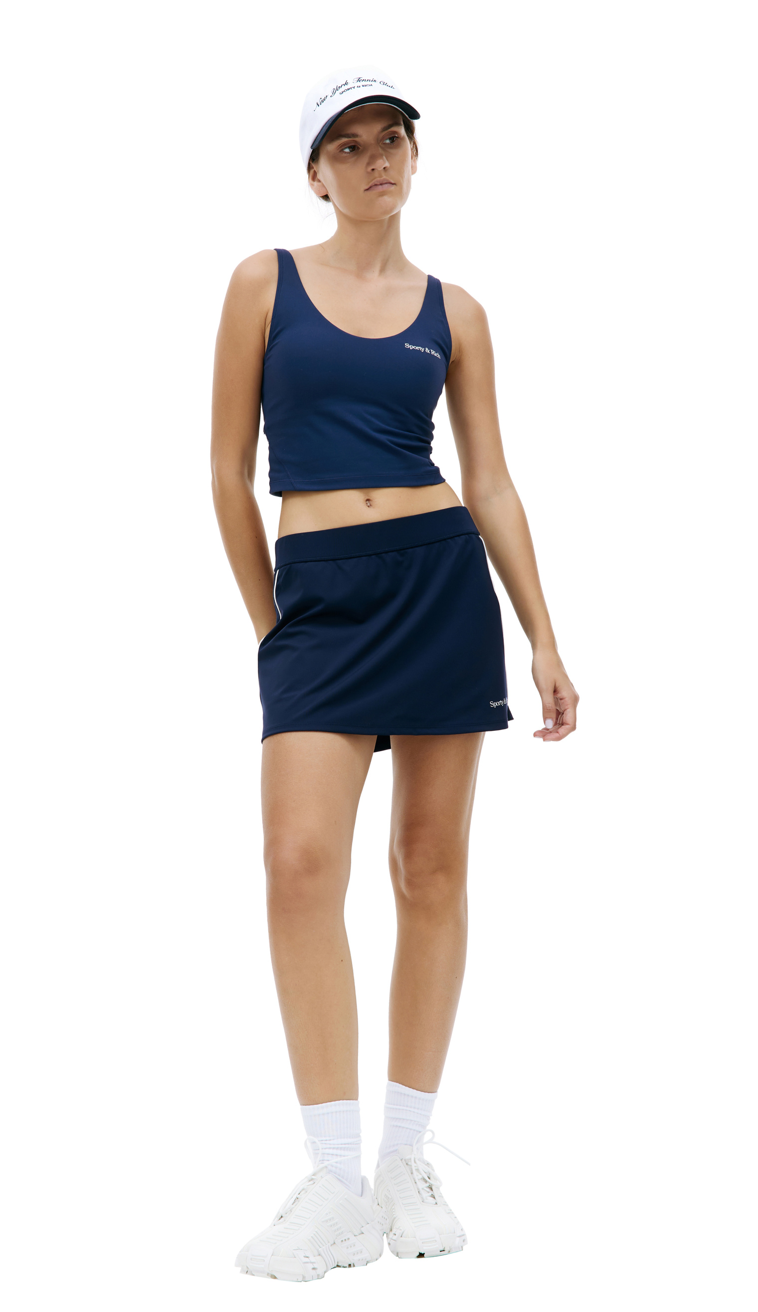 SPORTY & RICH Navy Bonded tank top