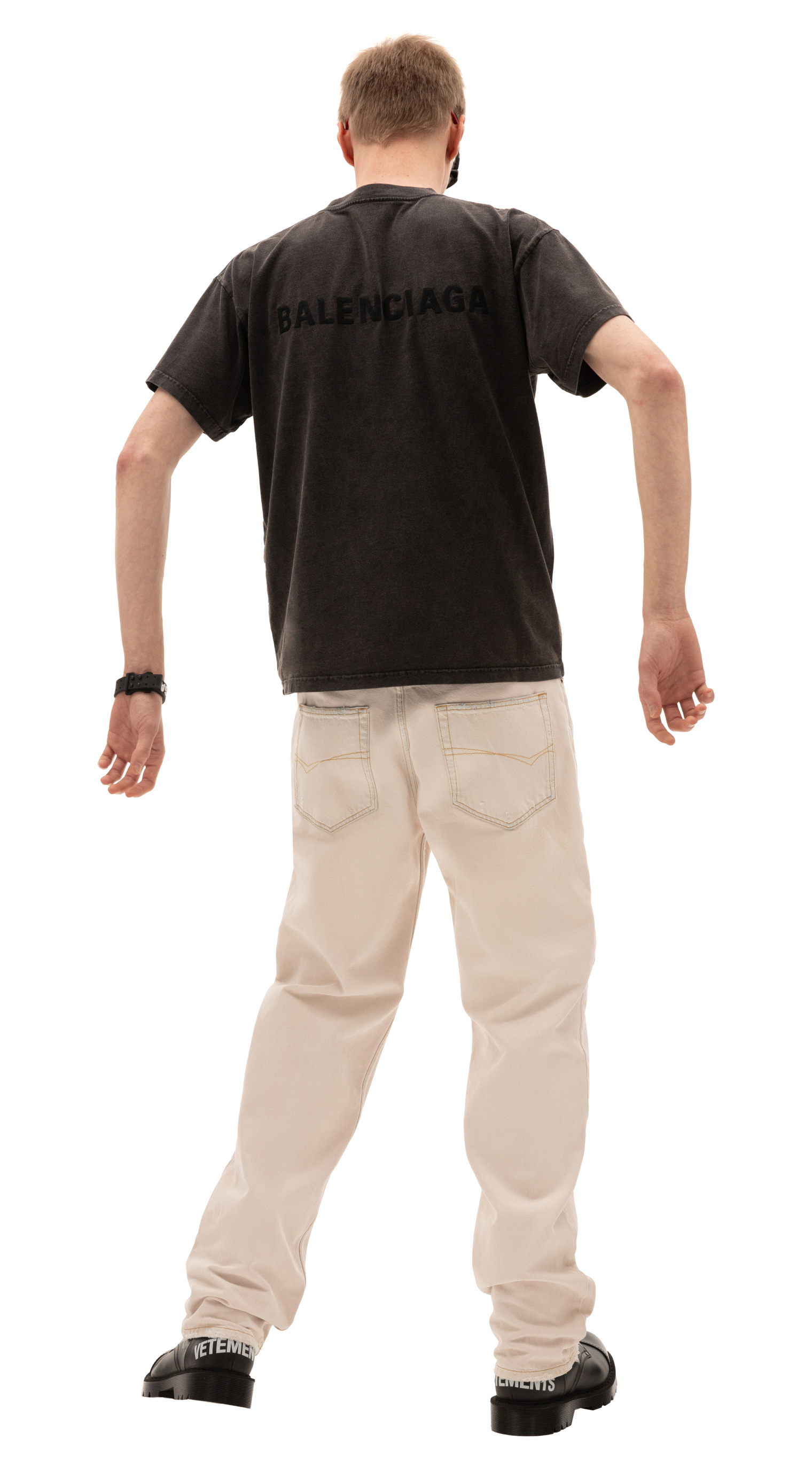 Balenciaga Logo Medium Fit T-Shirt in grey