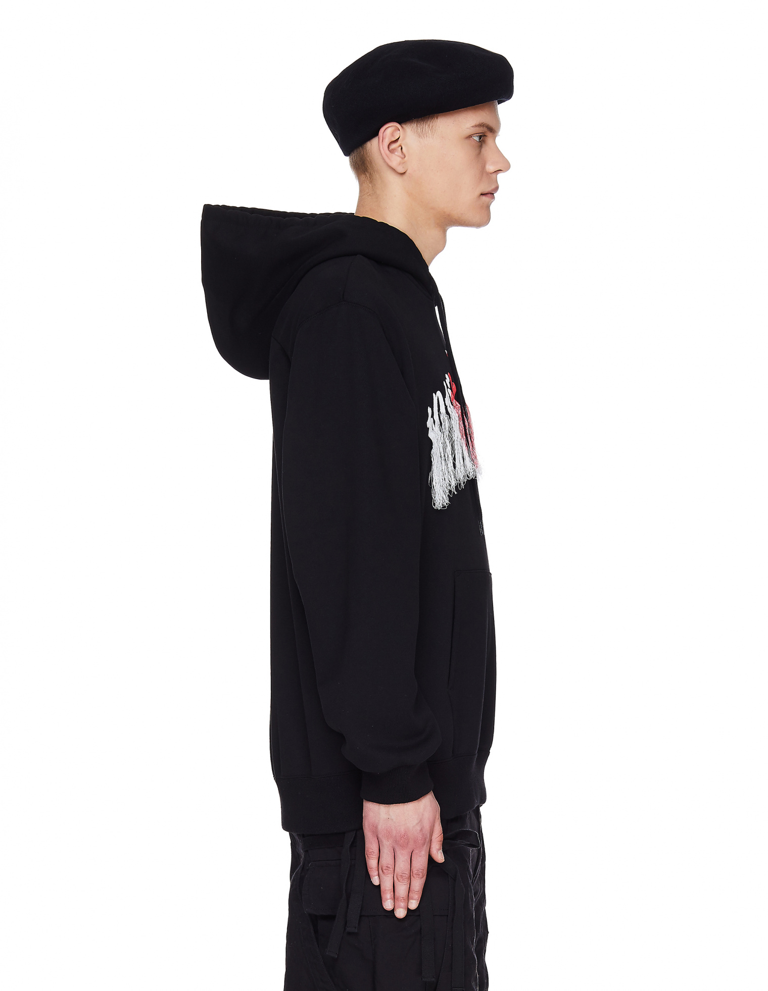 Doublet Black Cotton Embroidered Hoodie