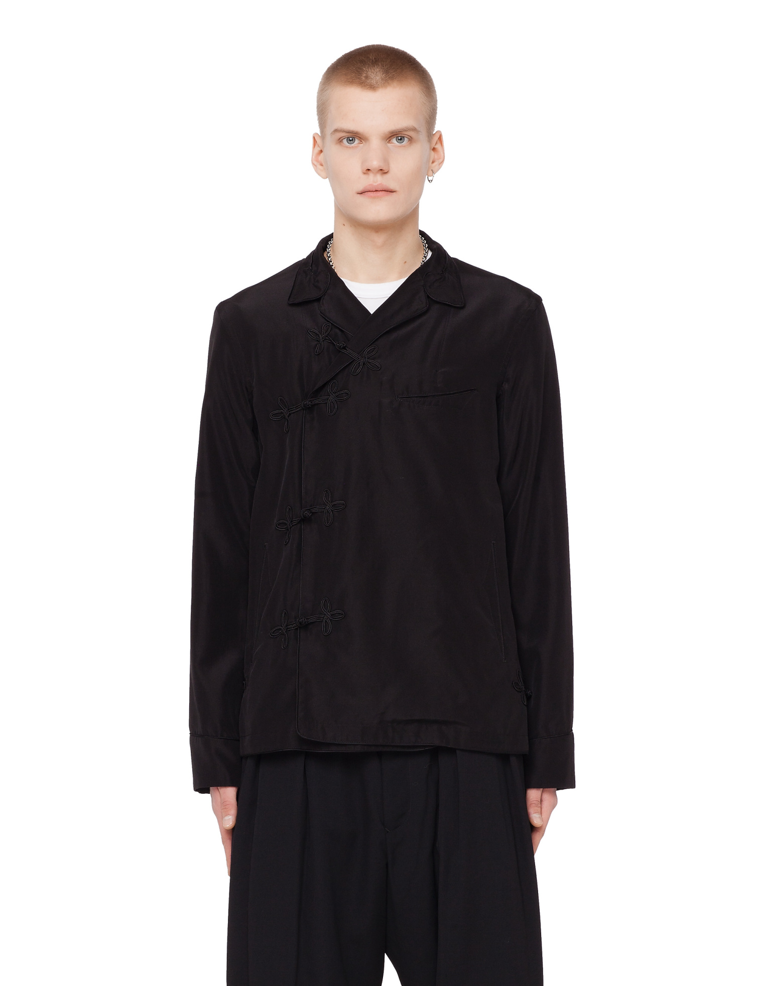 The Soloist Black silk and cotton mix wrap jacket