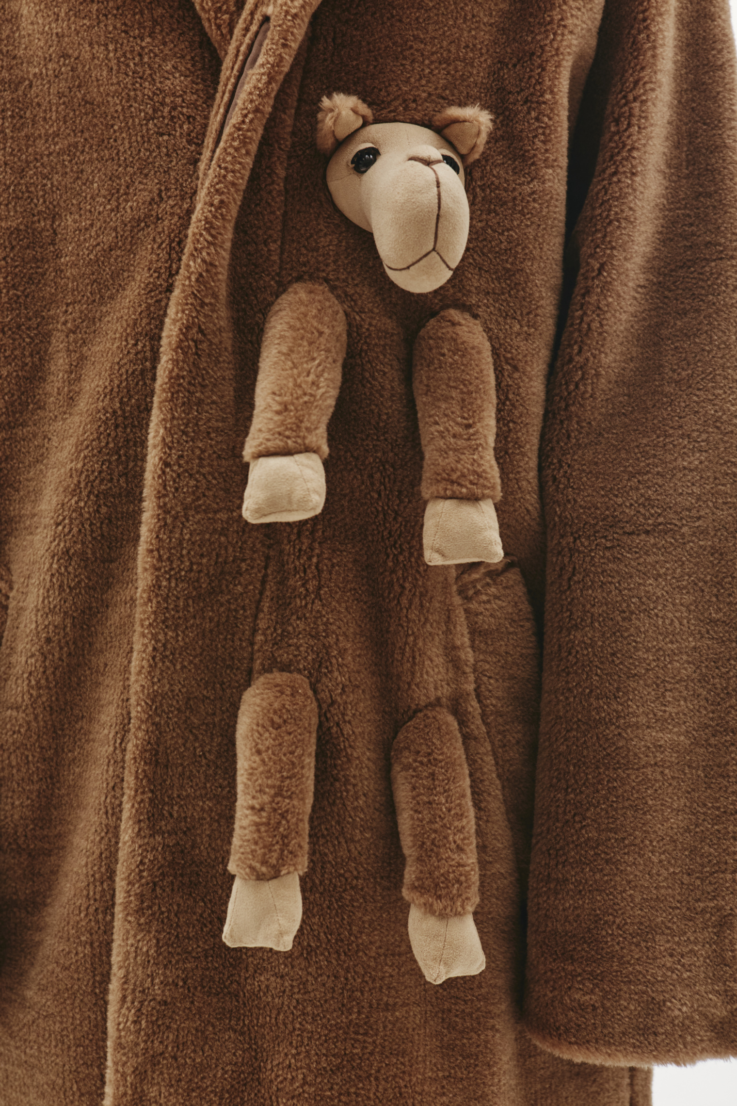 Doublet Camel Wool Coat With Sewn-On Toy