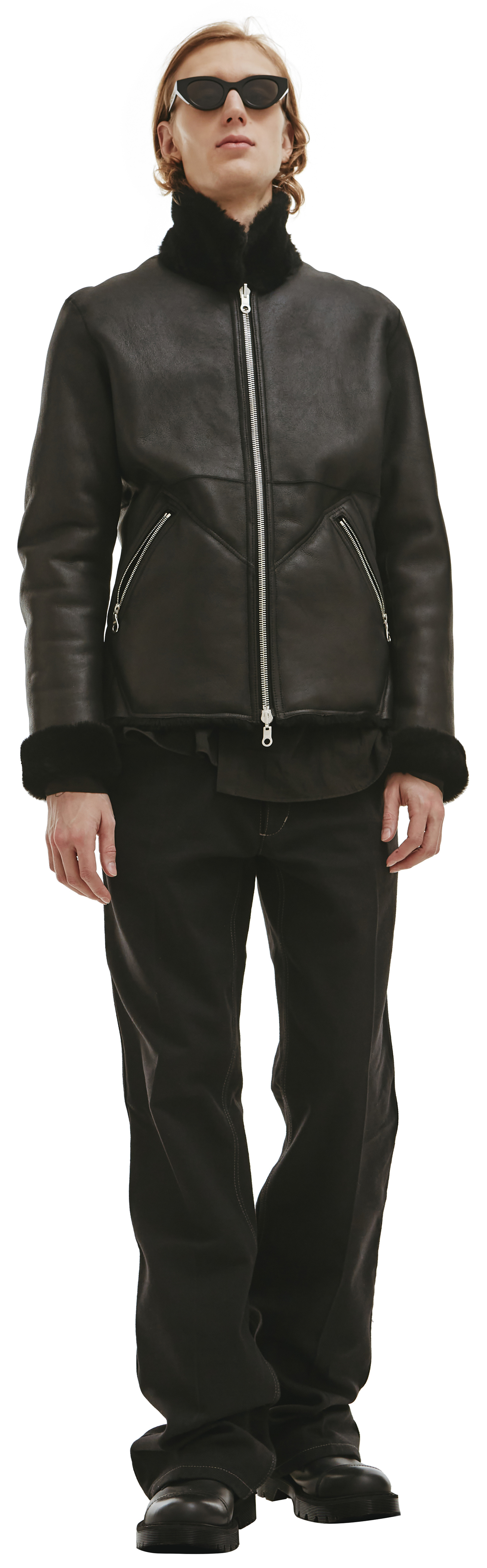 Yohji Yamamoto Black Reversible Backlash Shearling Jacket