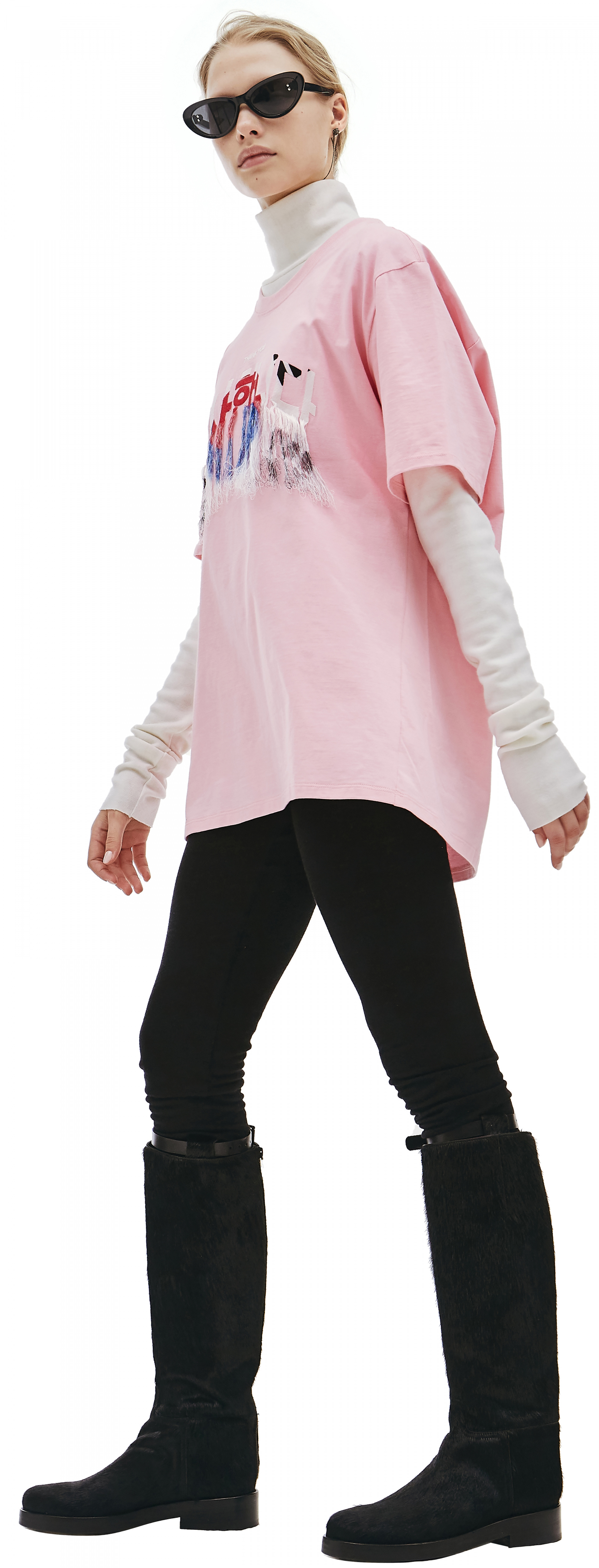 Doublet Pink Embroidered Cotton T-Shirt