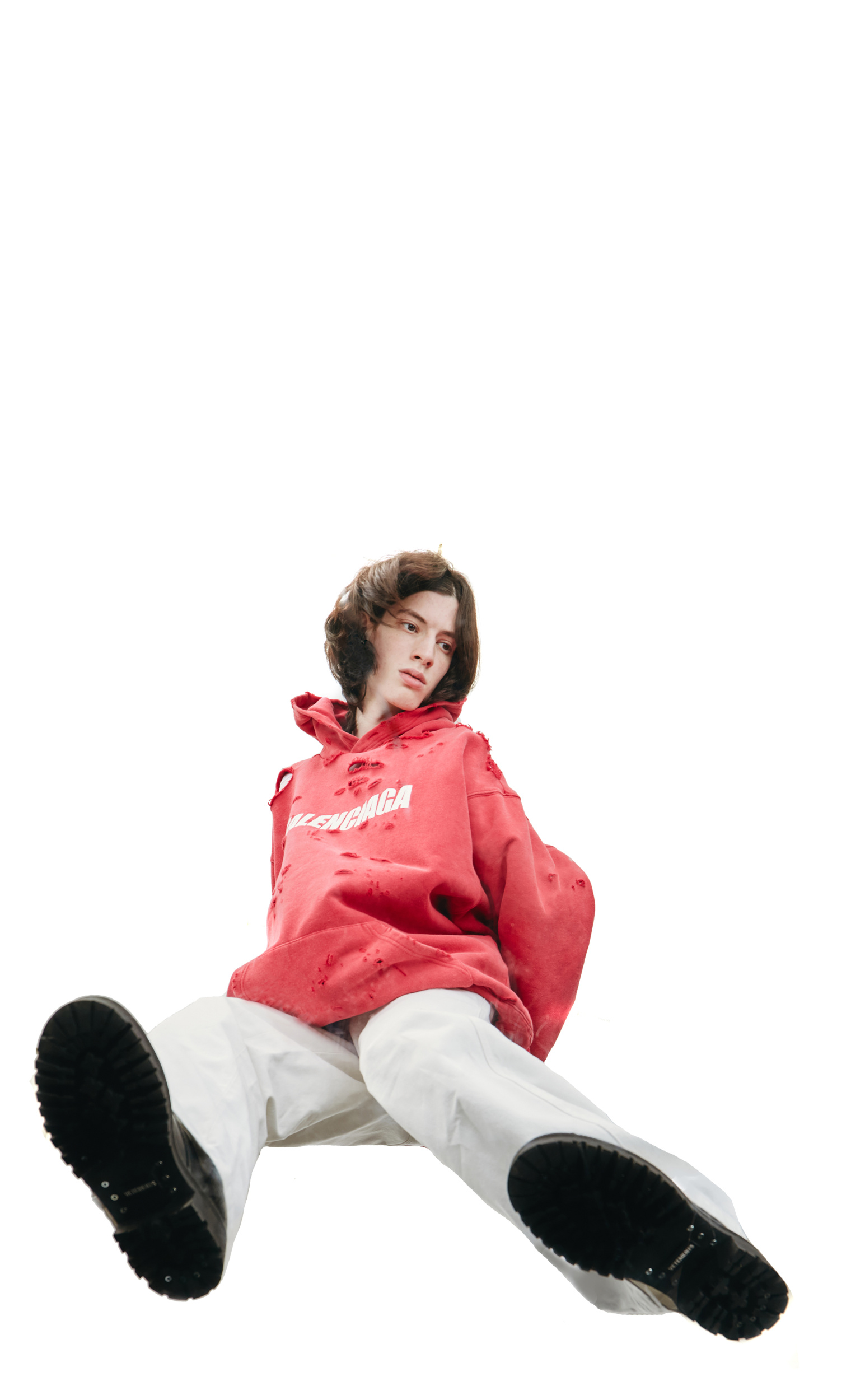 Balenciaga Distressed Logo Printed Hoodie