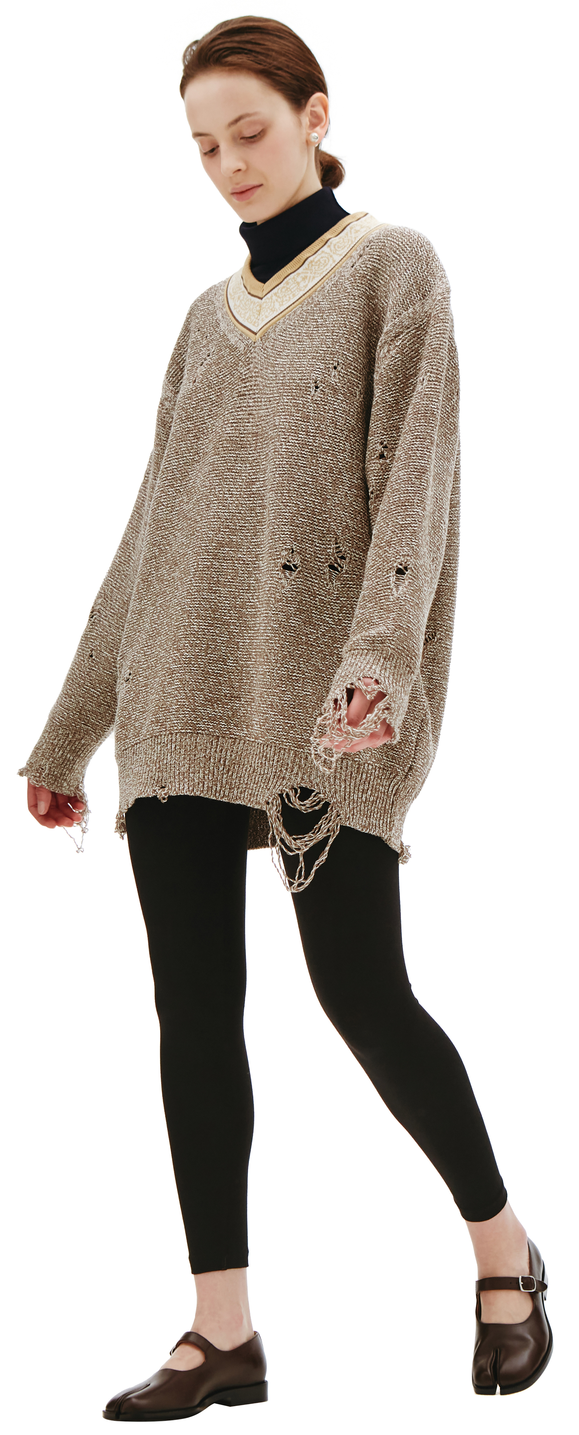 Children of the discordance V-neck ripped sweater