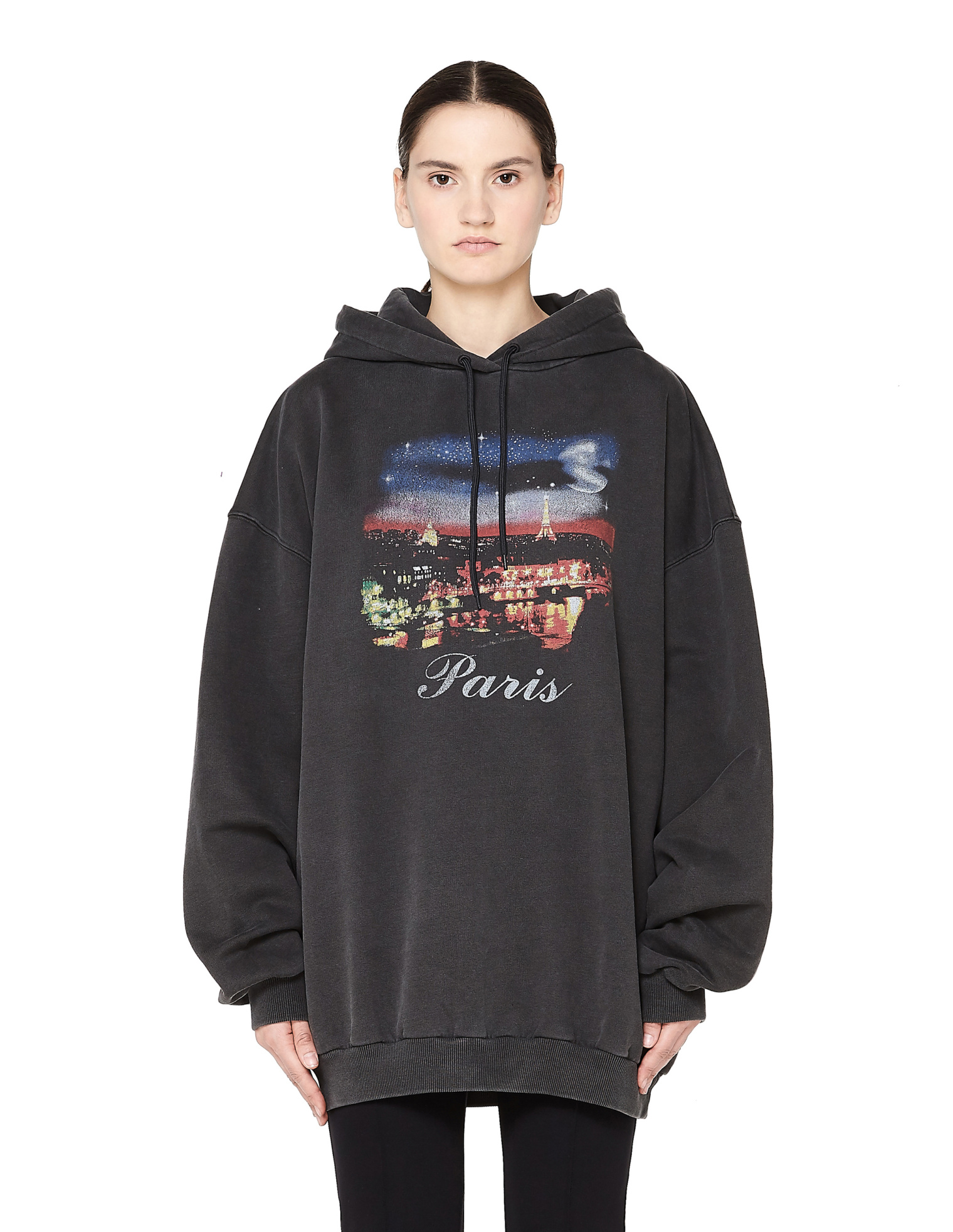 Balenciaga Oversize-худи Paris из выстиранного хлопка