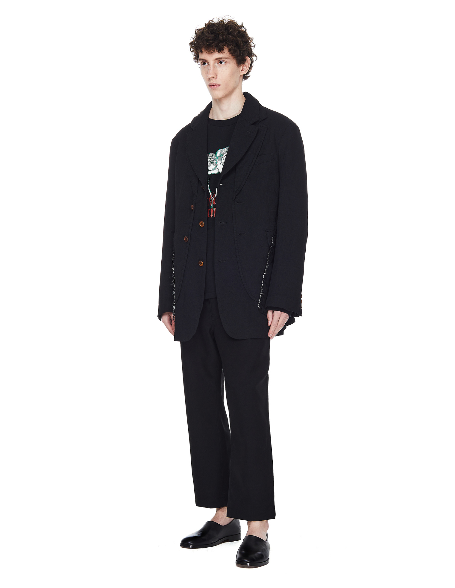 Comme des Garcons Homme plus Черный пиджак с необработанными краями