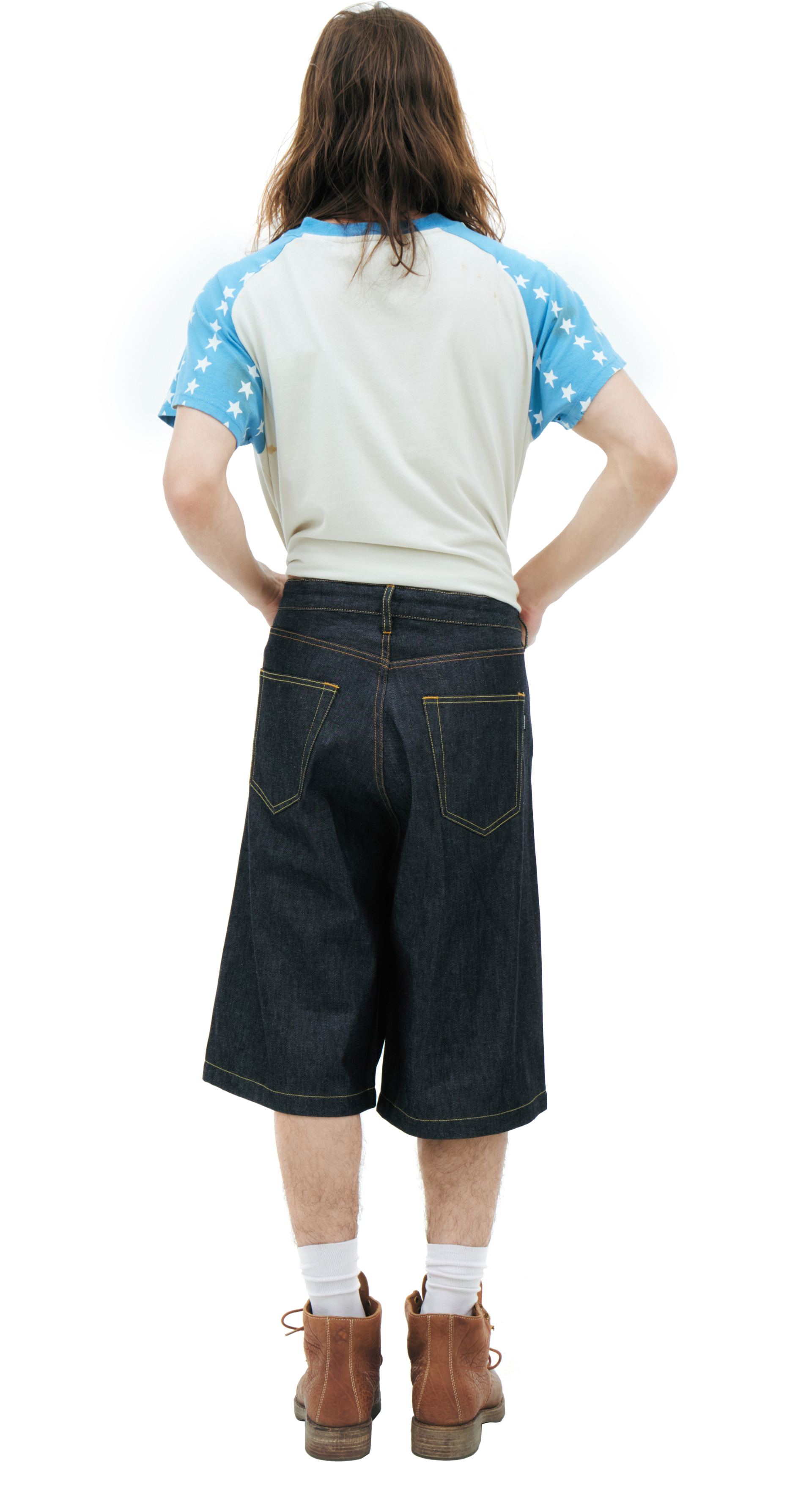 Undercover Embroidered denim shorts