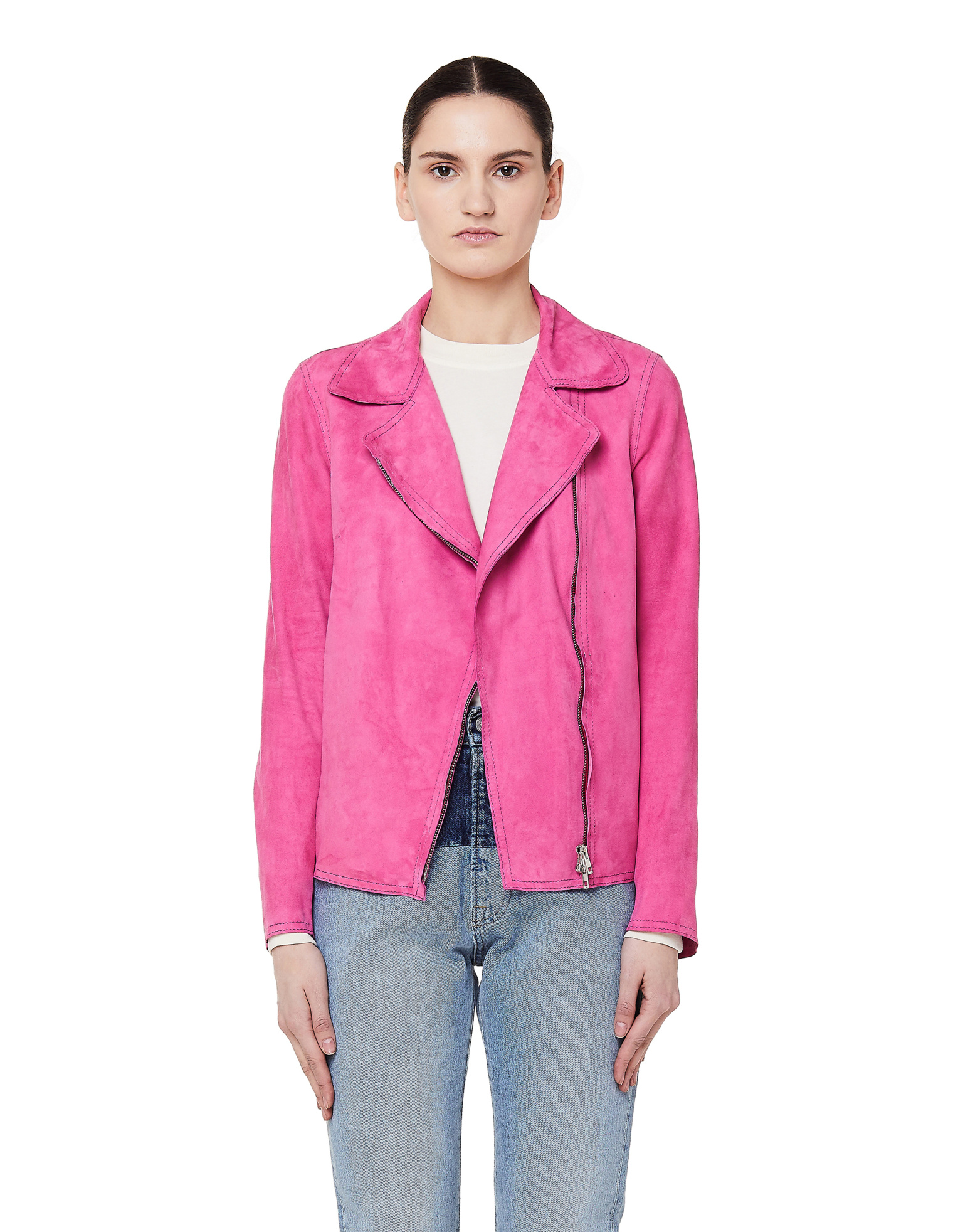 Salvatore Santoro Pink Leather Biker Jacket