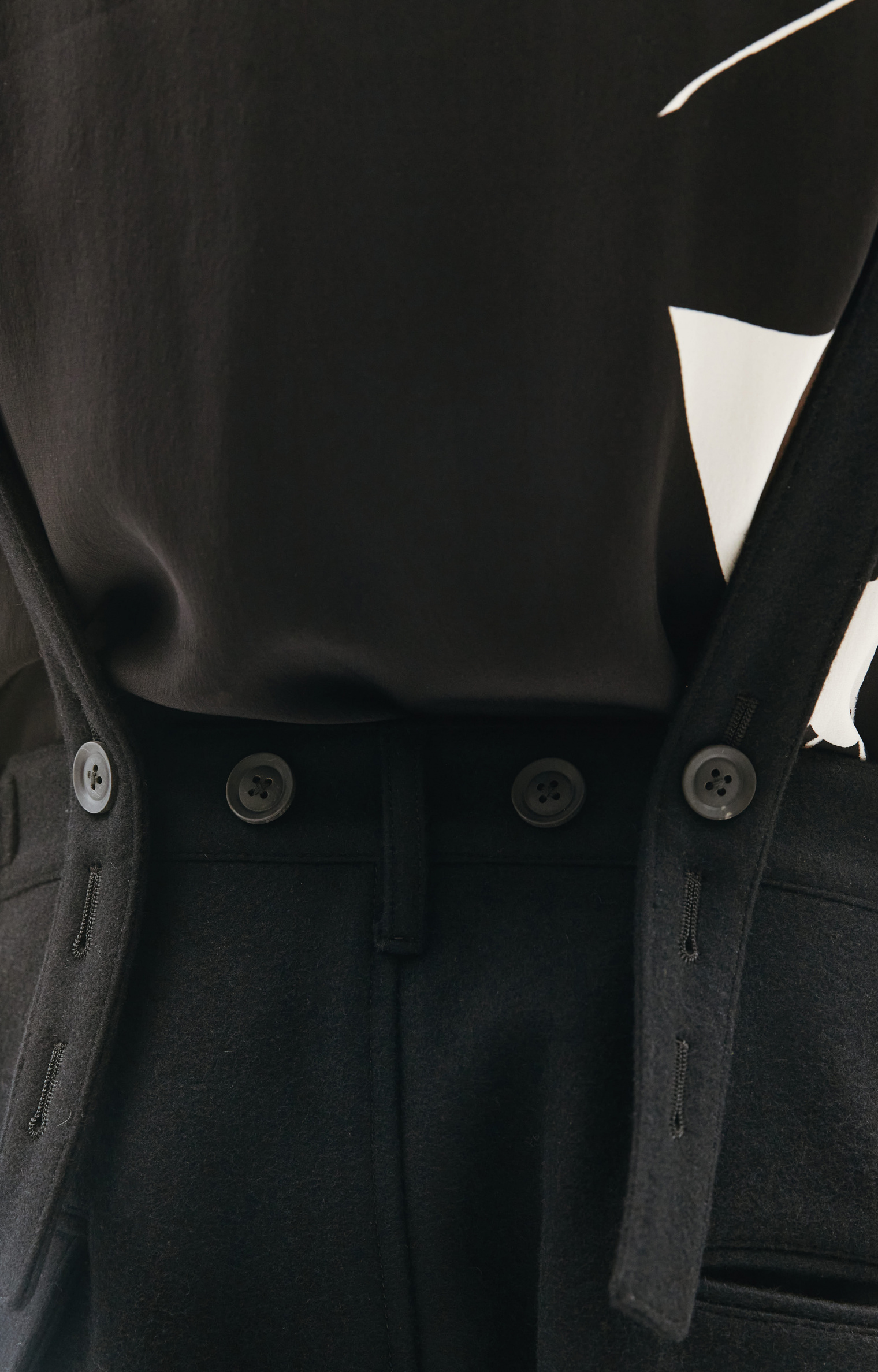 Yohji Yamamoto compressed melton suspender pants