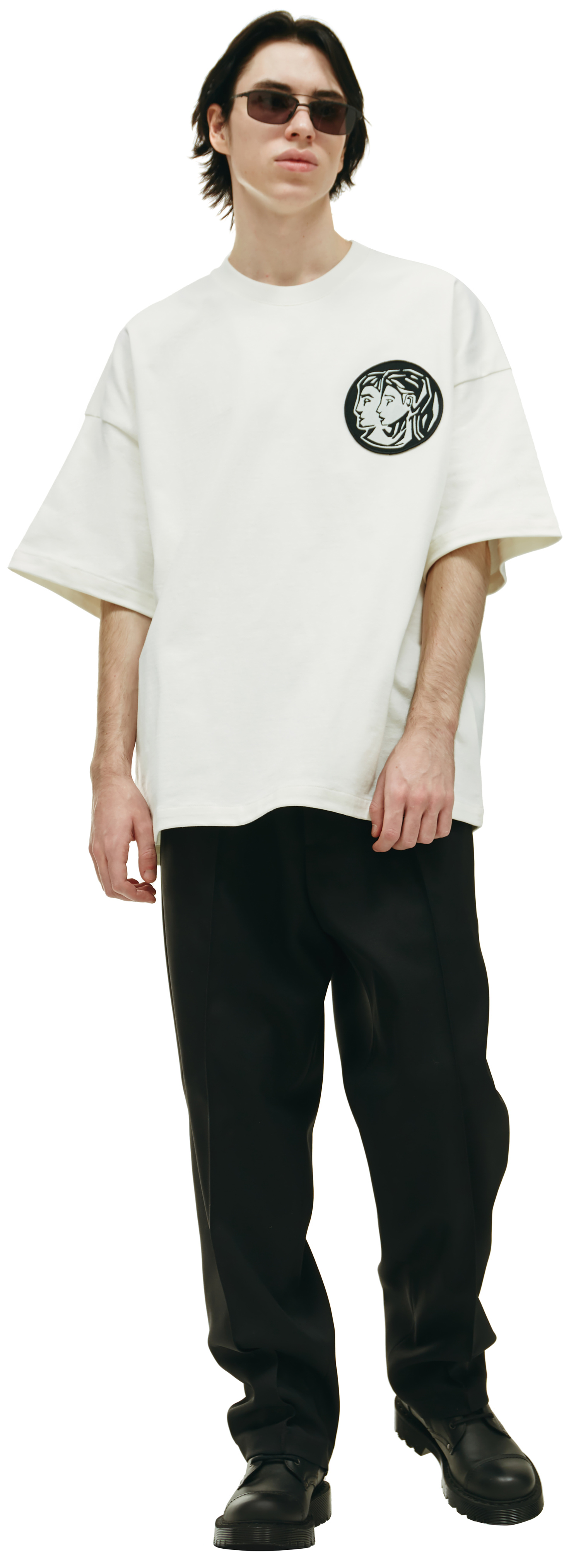 Jil Sander Оверсайз футболка с вышивкой Близнецы