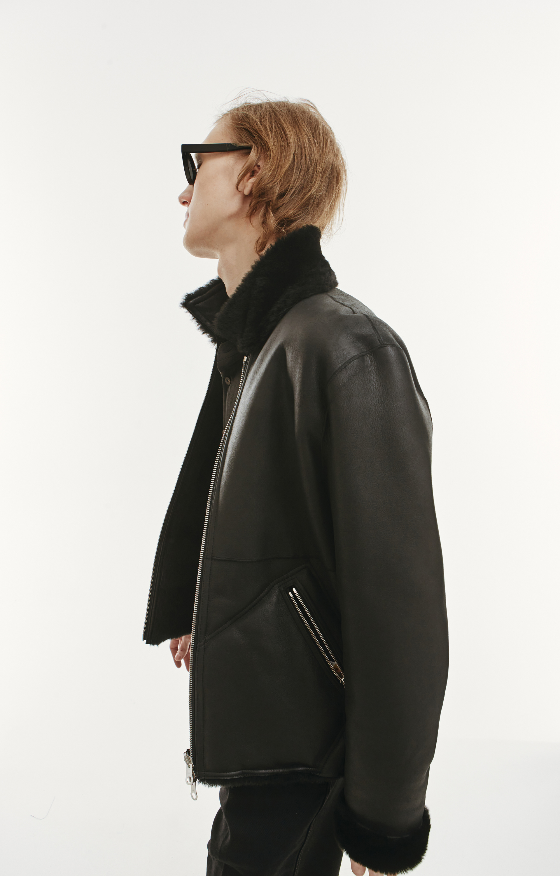 Yohji Yamamoto Black Reversible Backlash Shearling Jacket