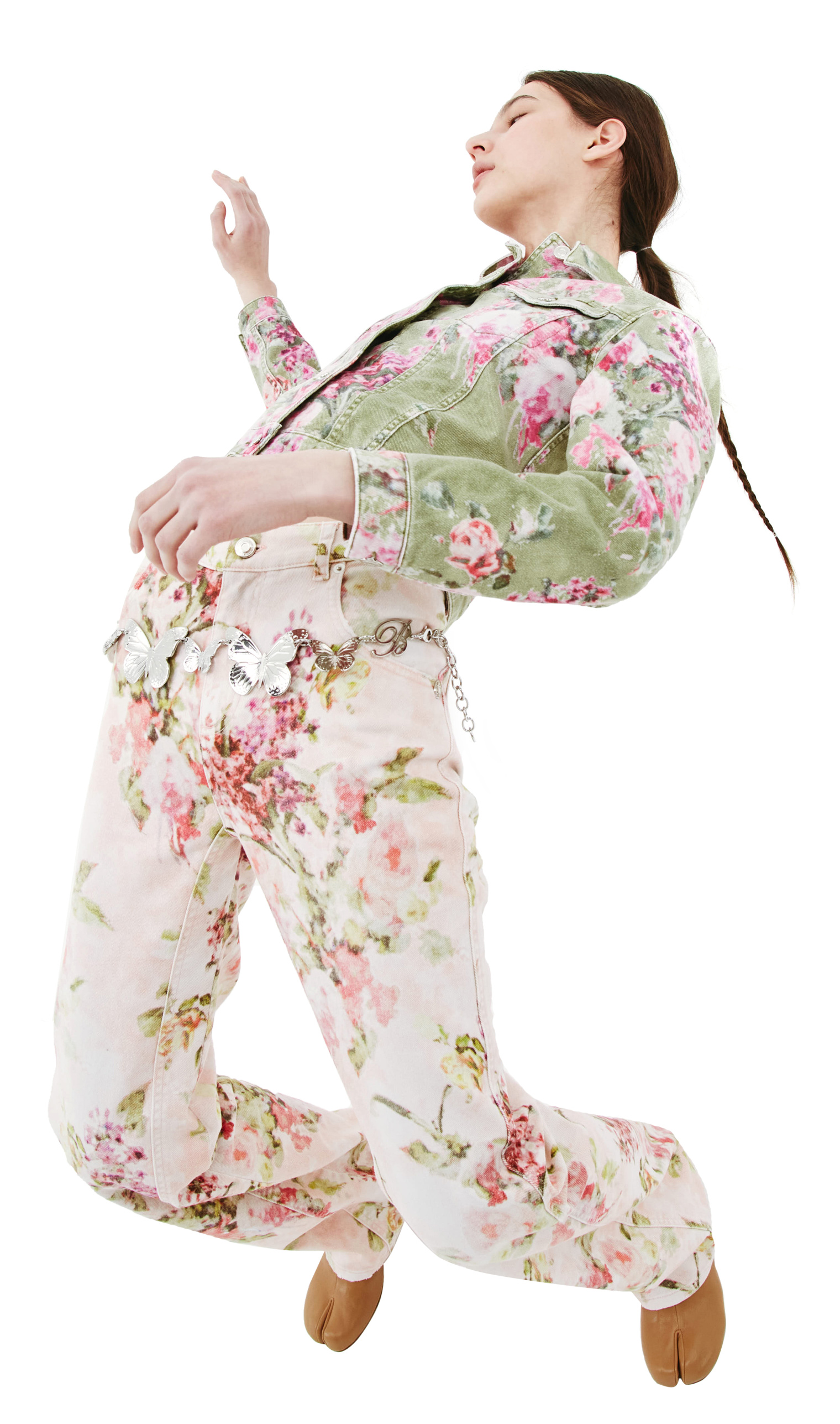 Blumarine Floral-print Denim Jacket