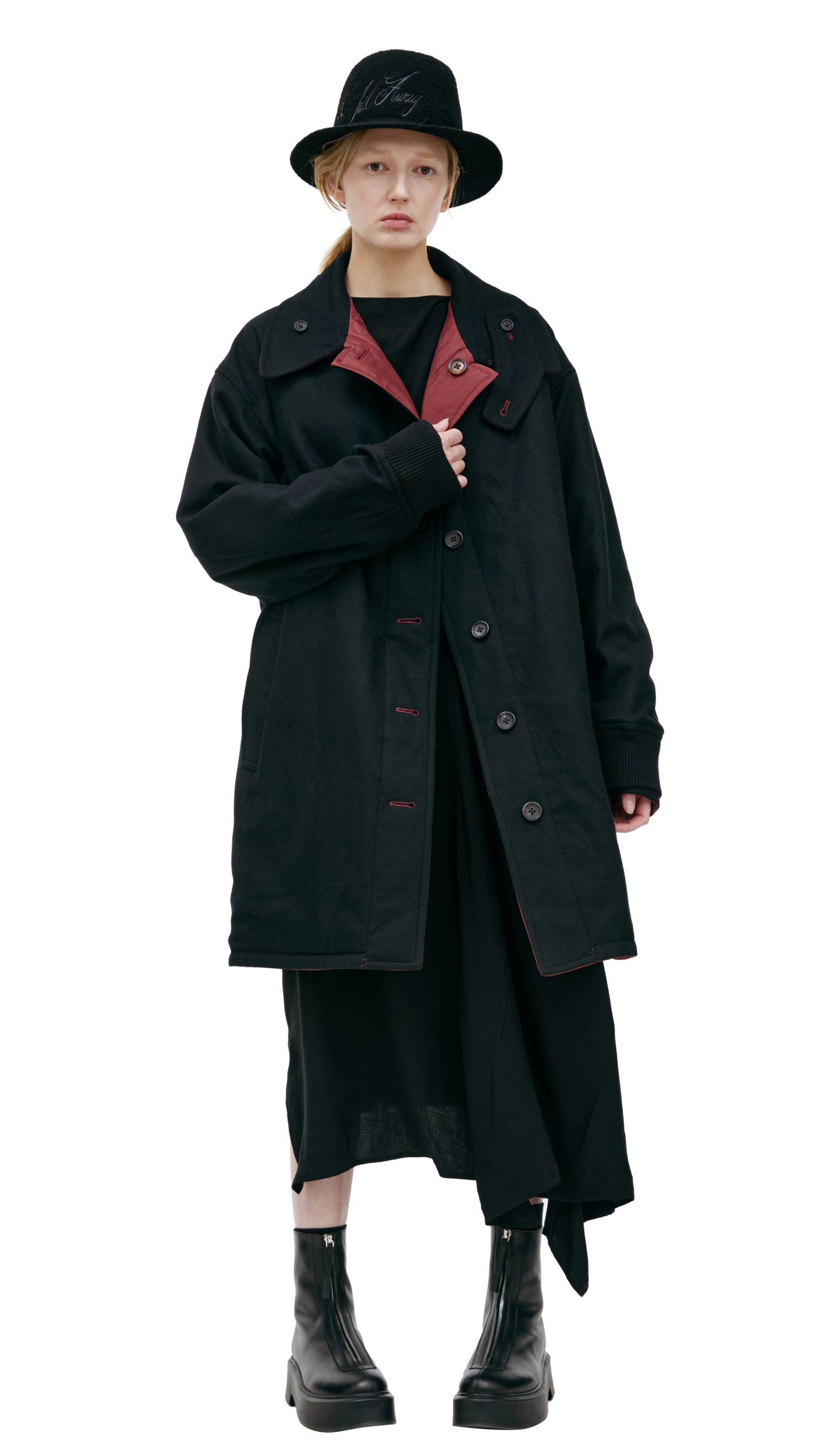 Yohji Yamamoto Double sided coat with print