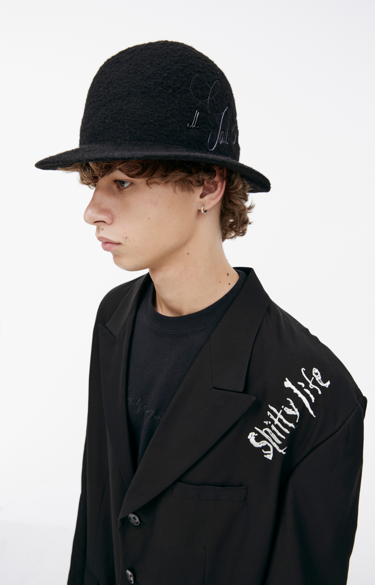 Yohji Yamamoto \'Shitty Life\' Embroidered Coat