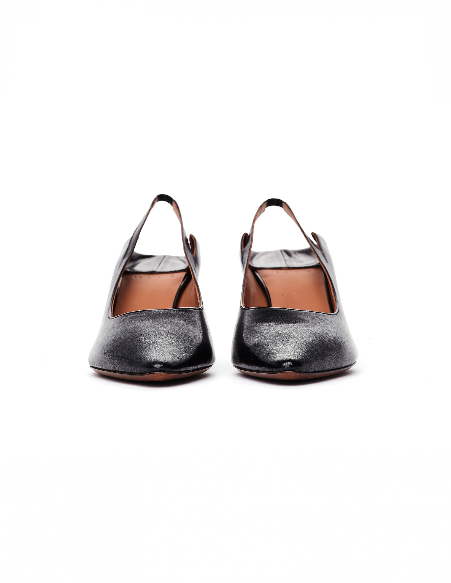 VETEMENTS Black Leather Kitten Heel Pumps