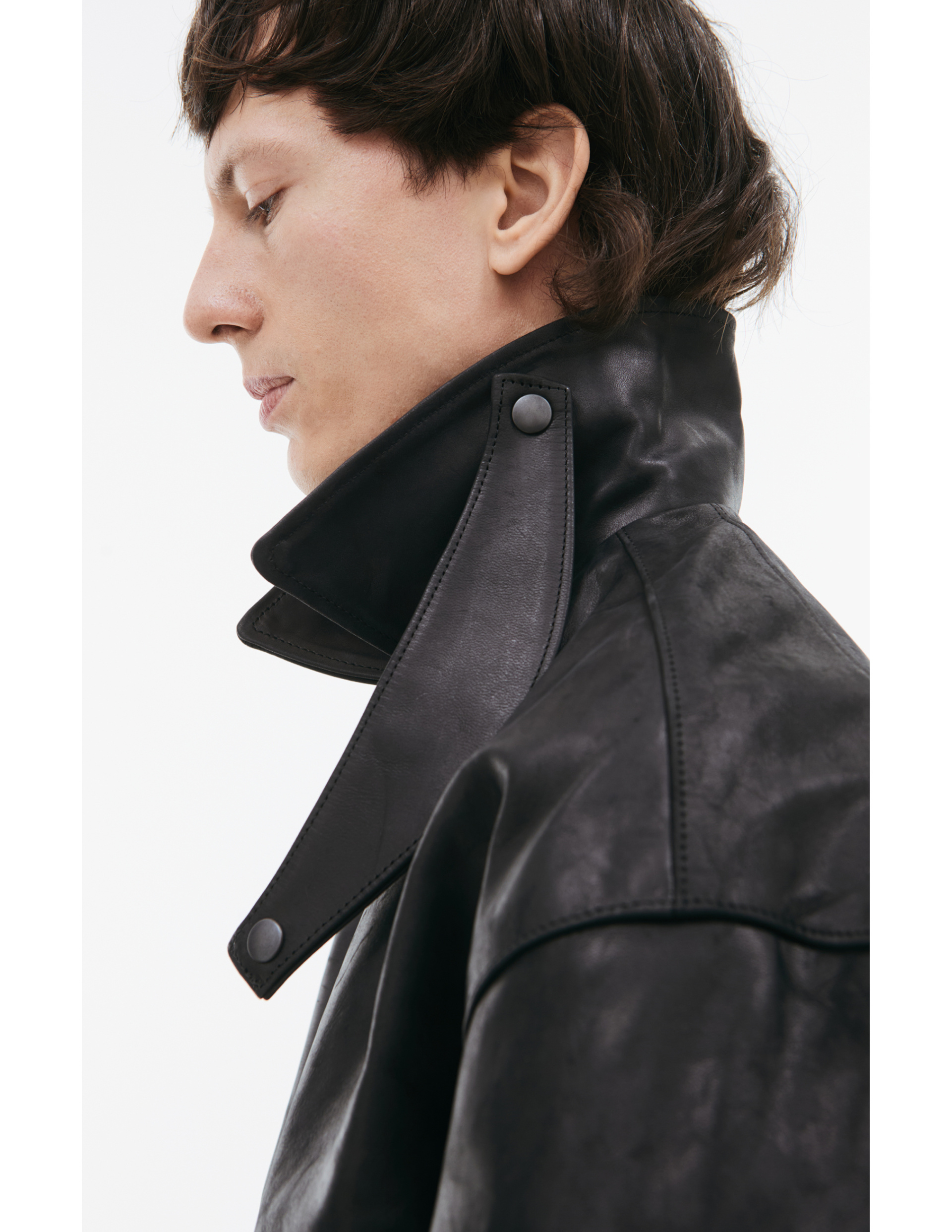 The Viridi-Anne Leather jacket with collar