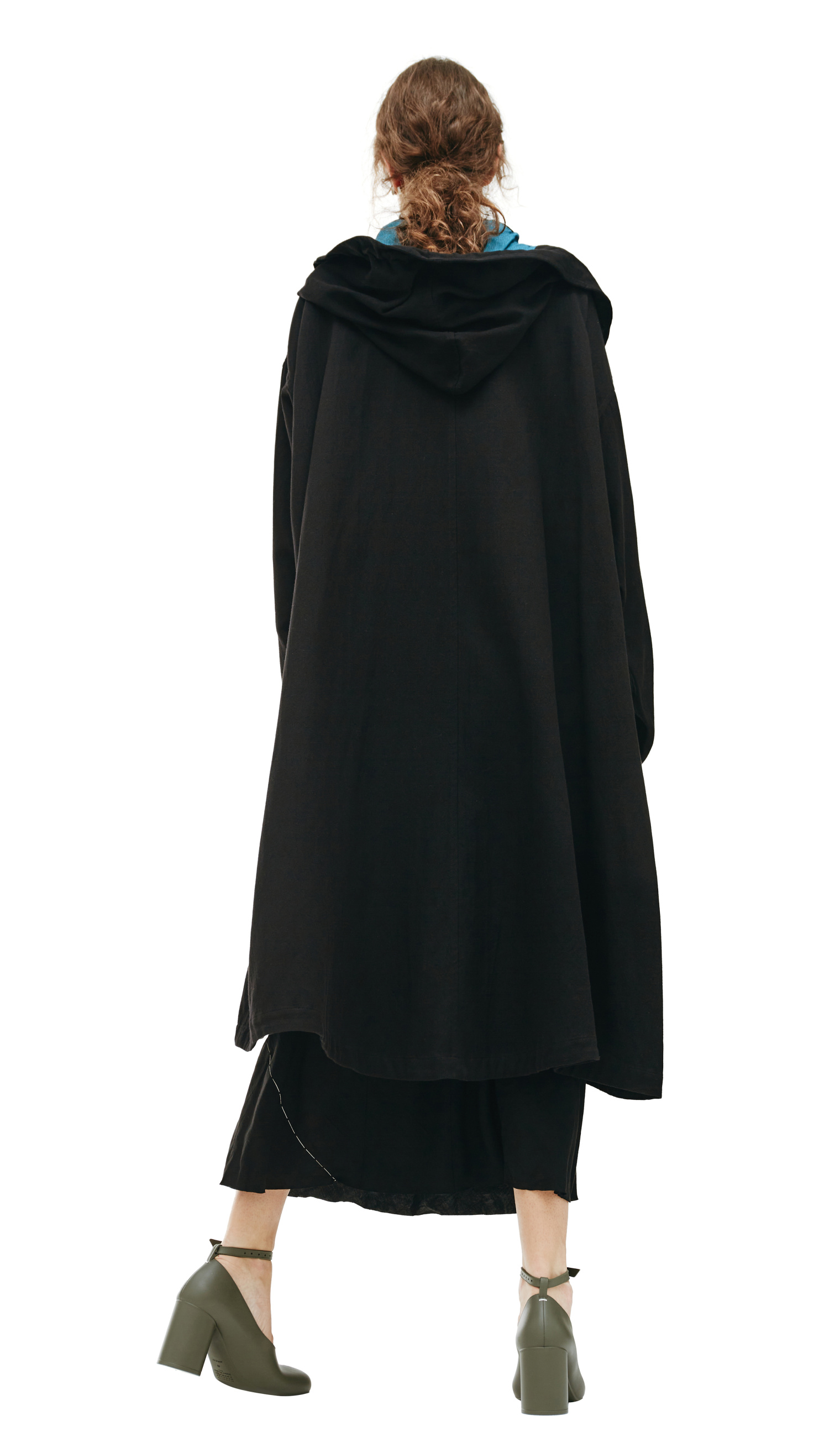 Y\'s Black Hooded Coat