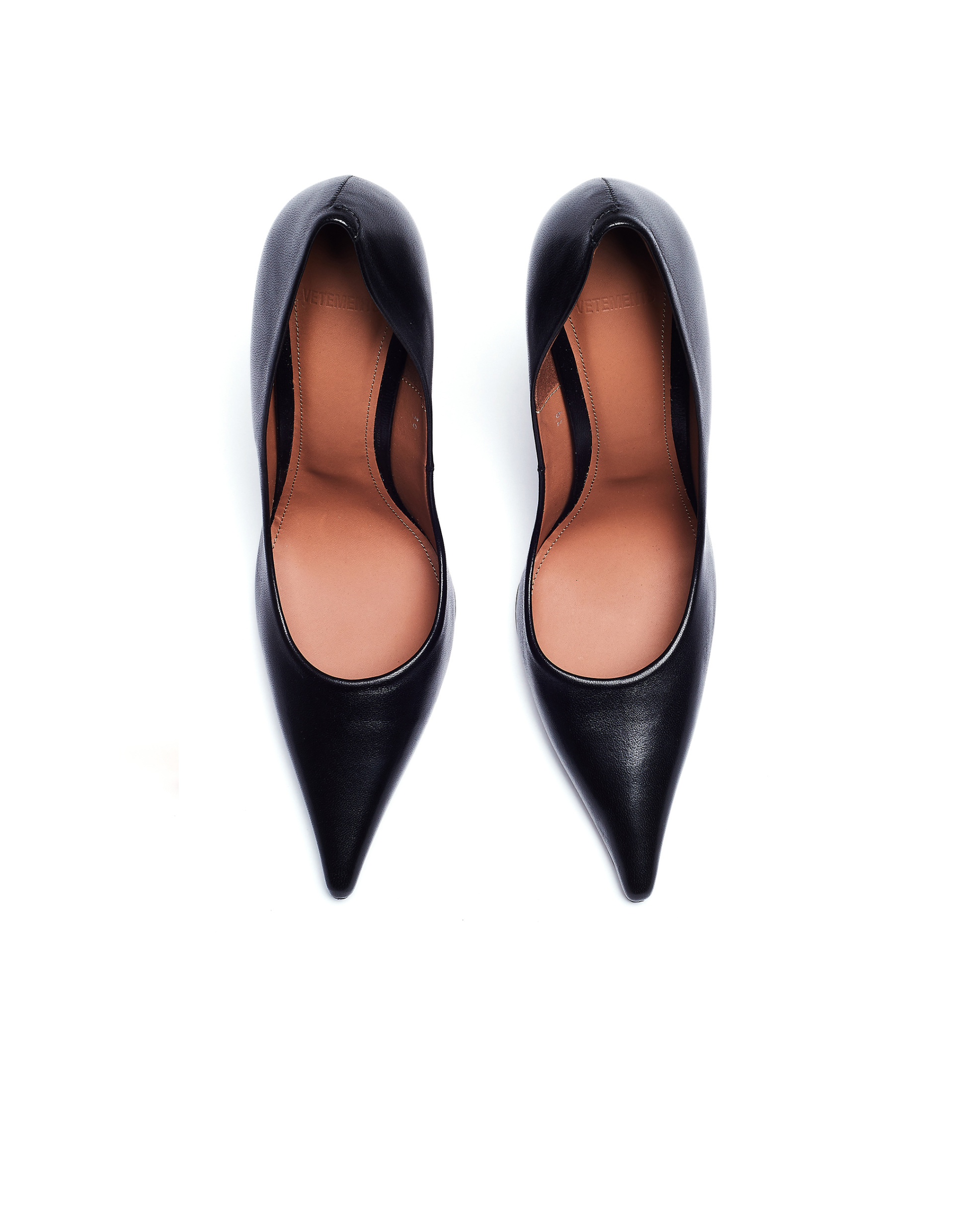 VETEMENTS Black Leather Sexy Stilettos