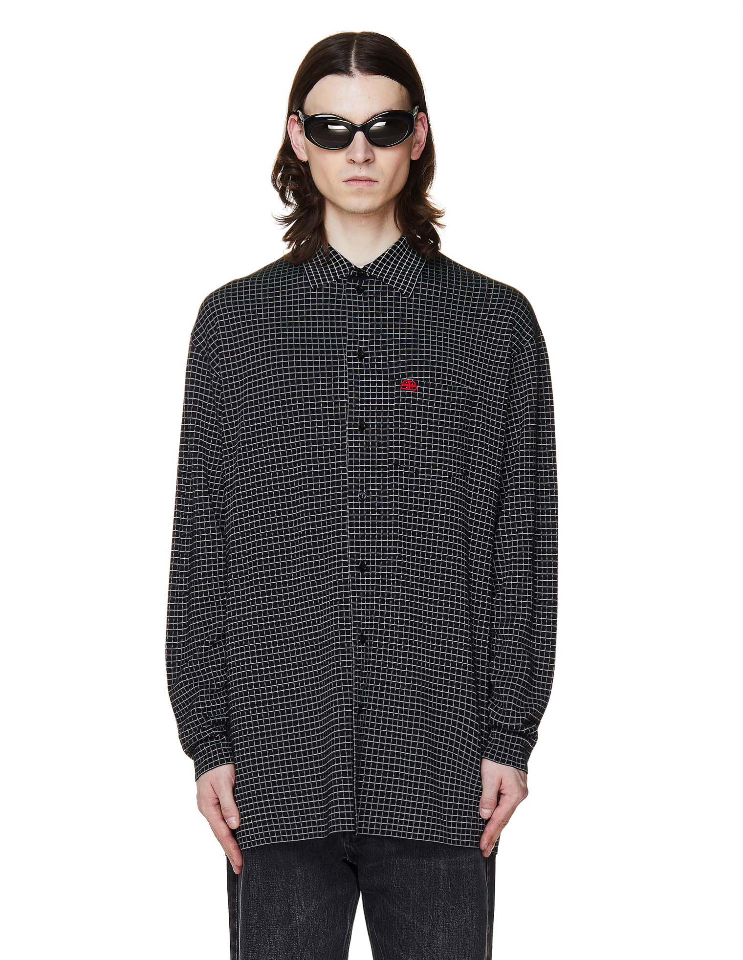 Balenciaga Рубашка из шелкового джерси в клетку