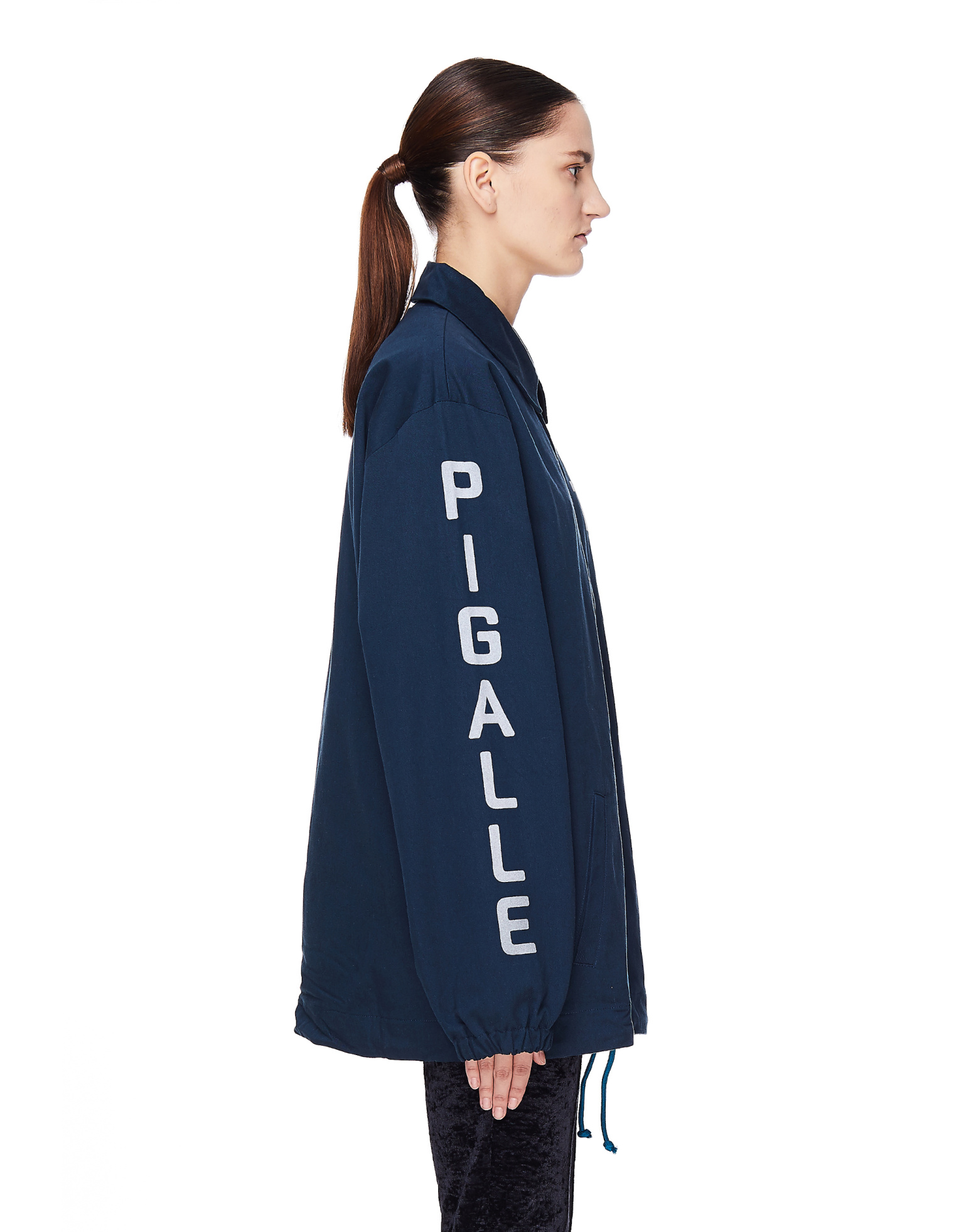 Pigalle Navy Blue Cotton TM Coach Jacket