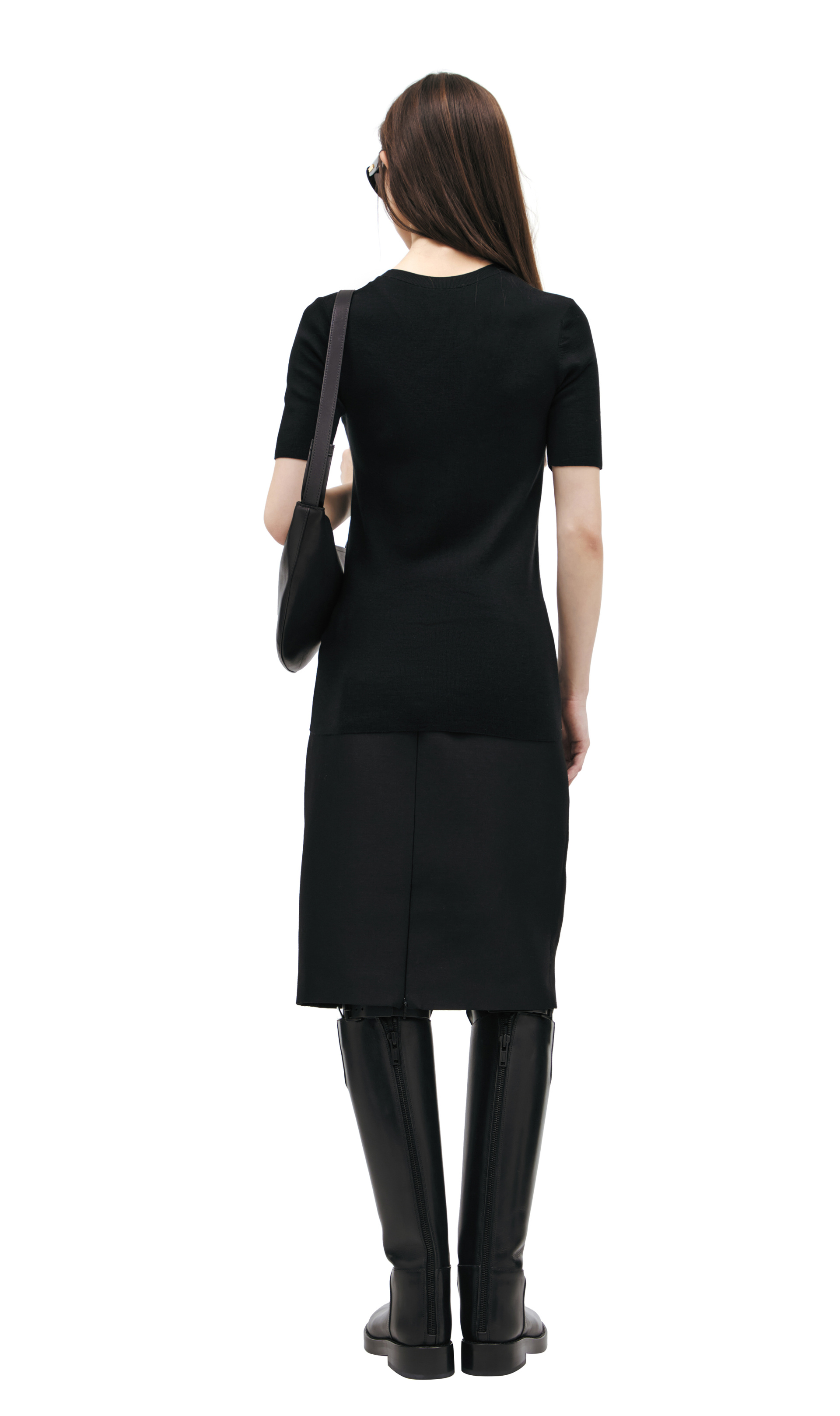 The Row Black silk T-shirt