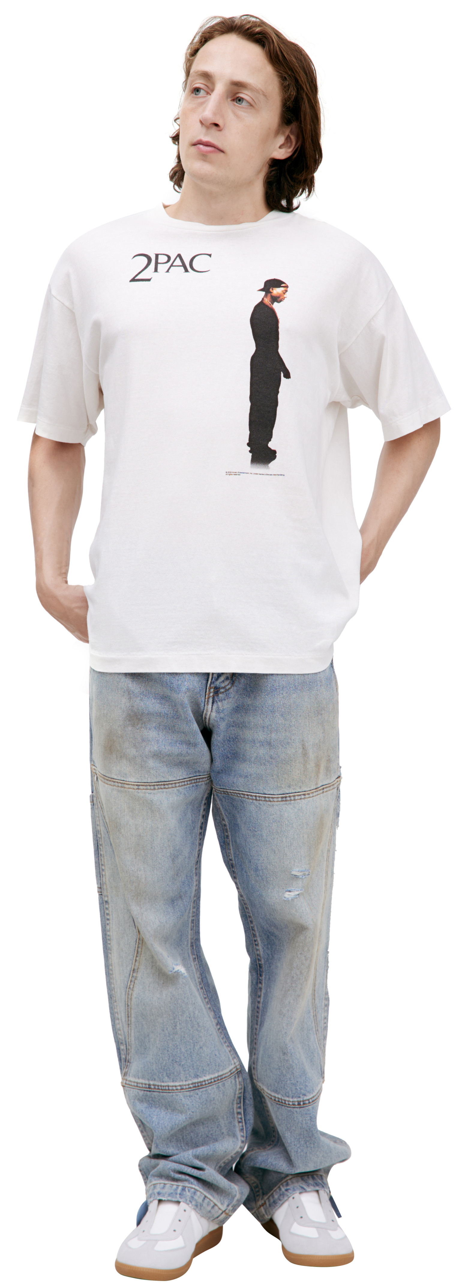 Saint Mxxxxxx White T-shirt with \'2PAC\' print