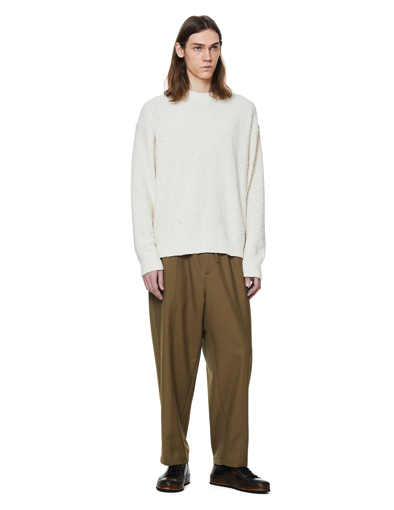 Buy Jil Sander men khaki cropped alem trousers for €420 online on 