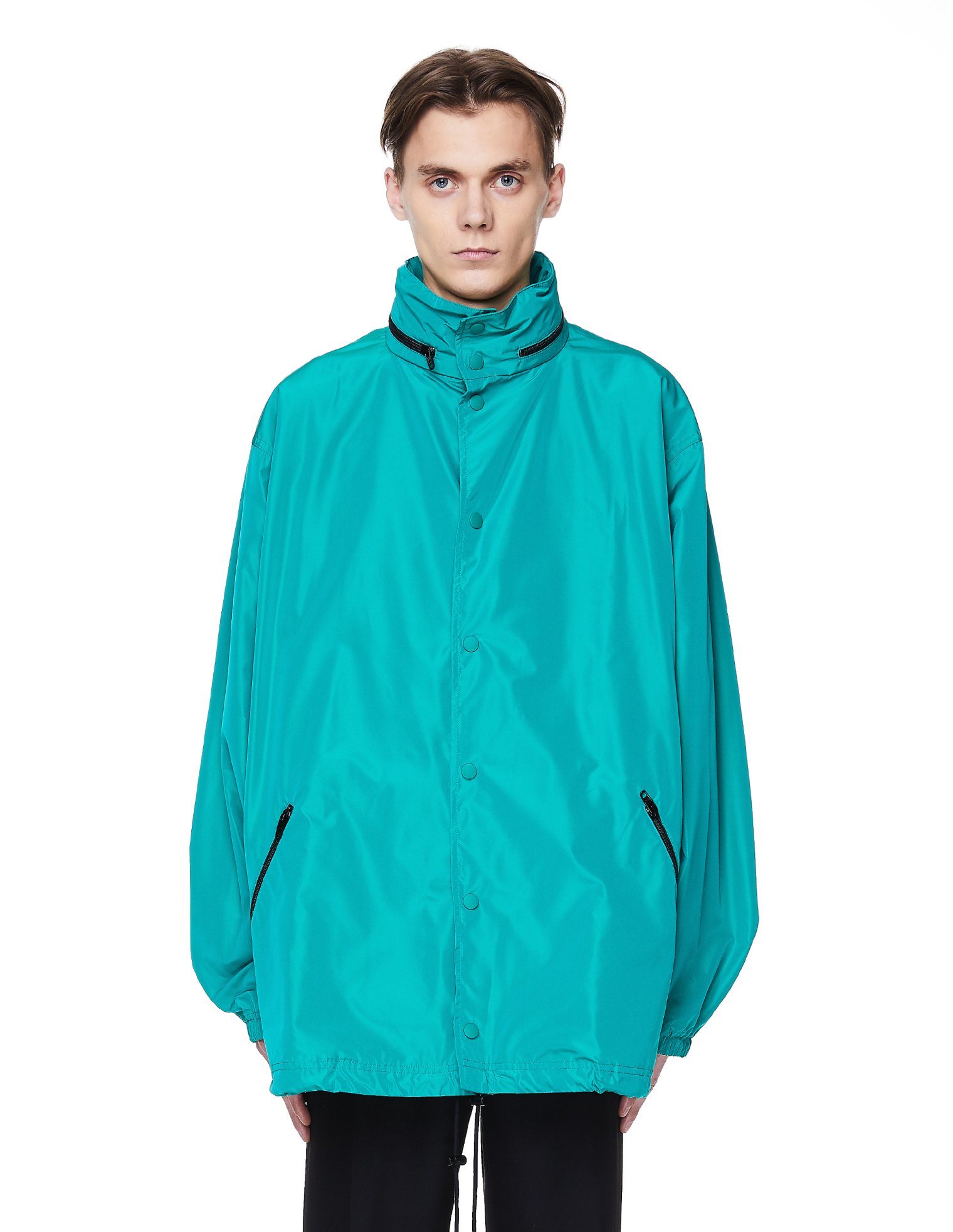 Balenciaga Зеленая ветровка с логотипом на спинке