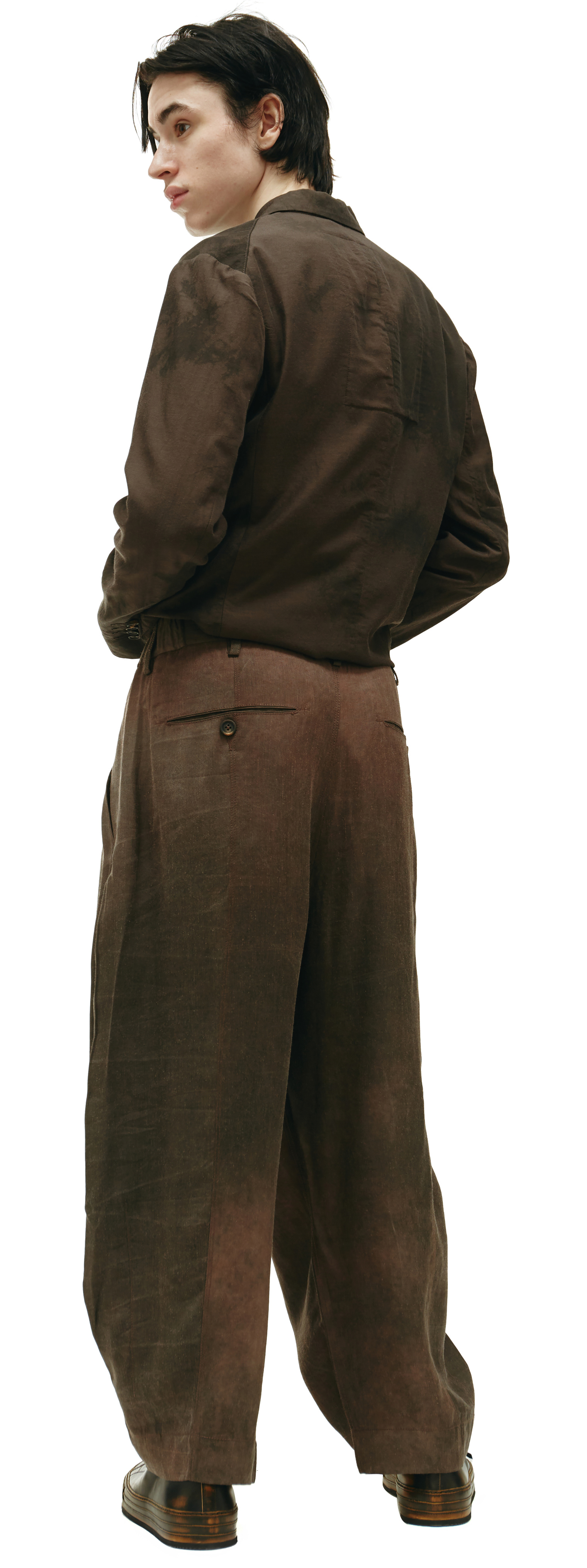 Ziggy Chen FRONT PLEATED WIDE TAPERED TROUSERS