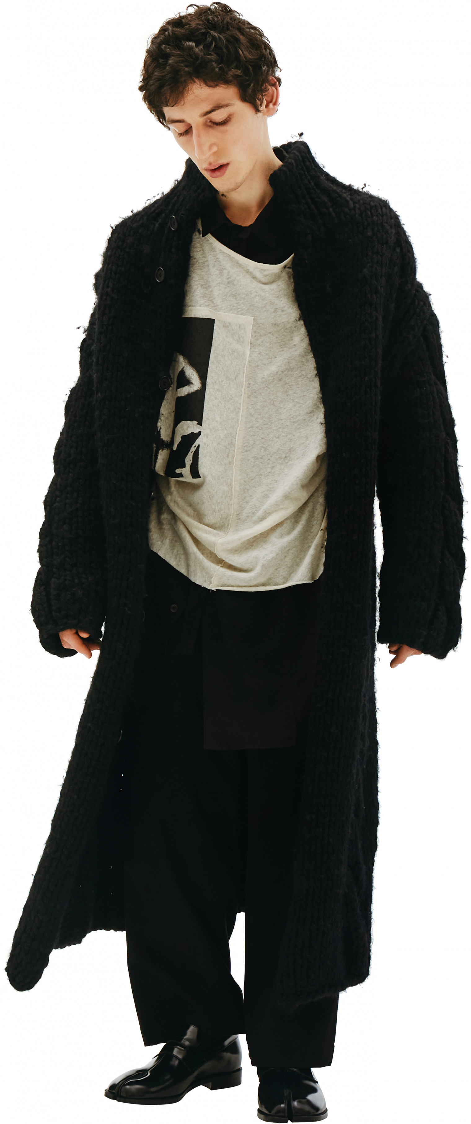 Yohji Yamamoto Chunky Knit Long Cardigan Coat