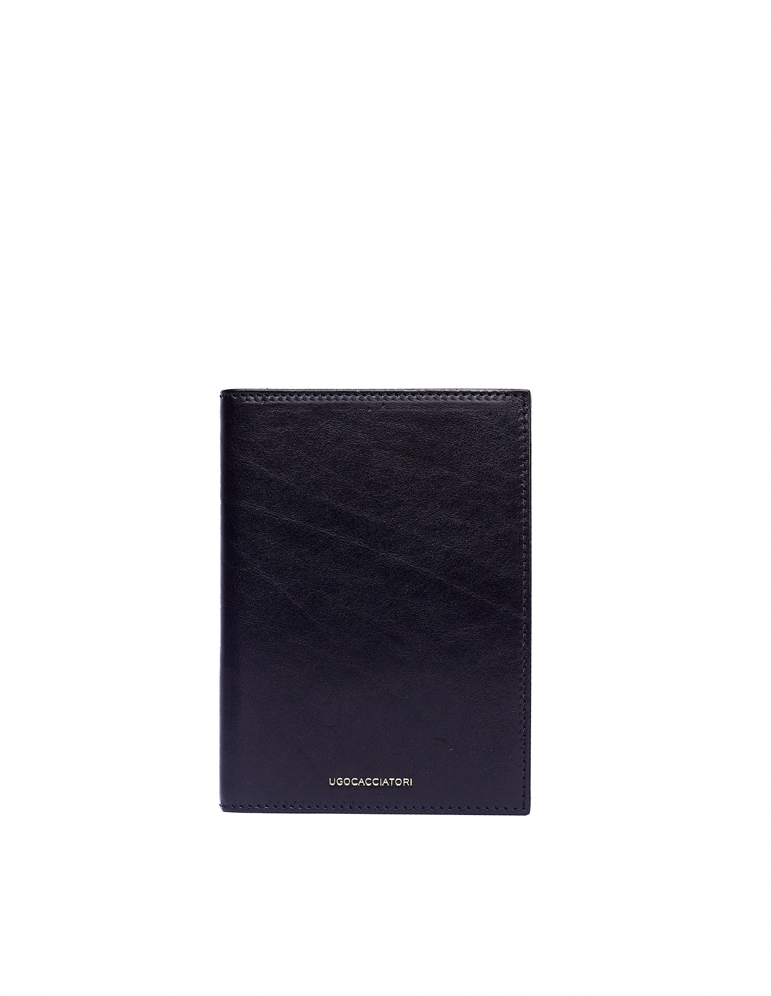 Ugo Cacciatori Black Leather Passport Wallet