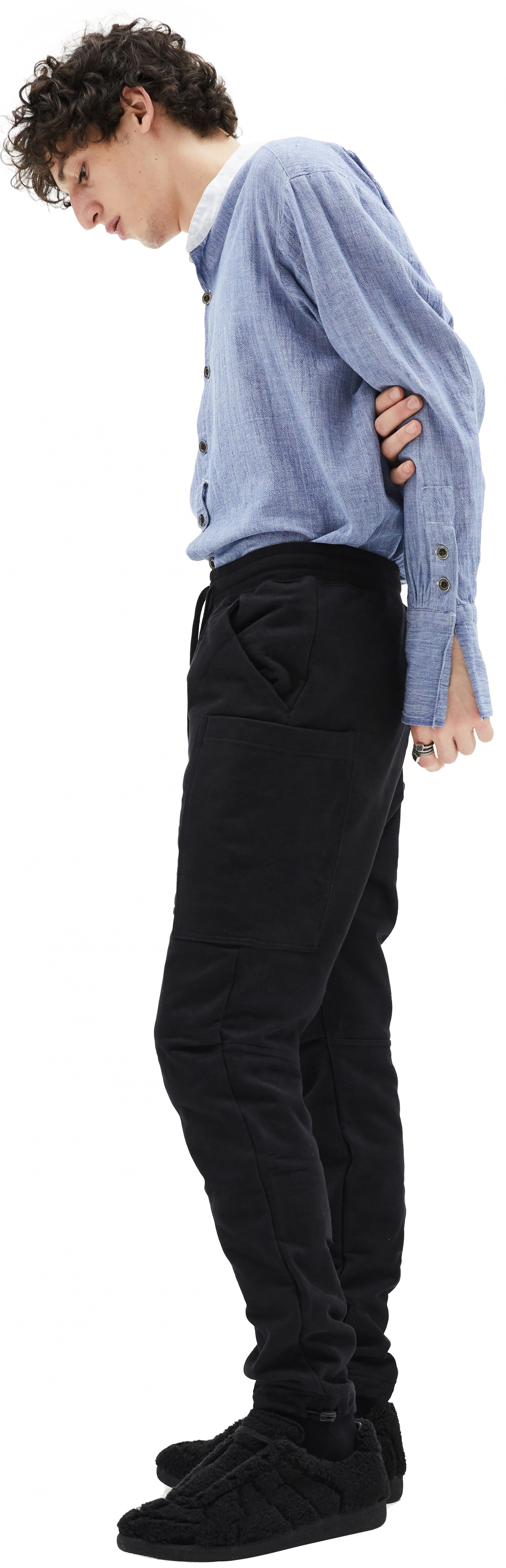 The Viridi-Anne Black Sweatpants With Cargo Pockets