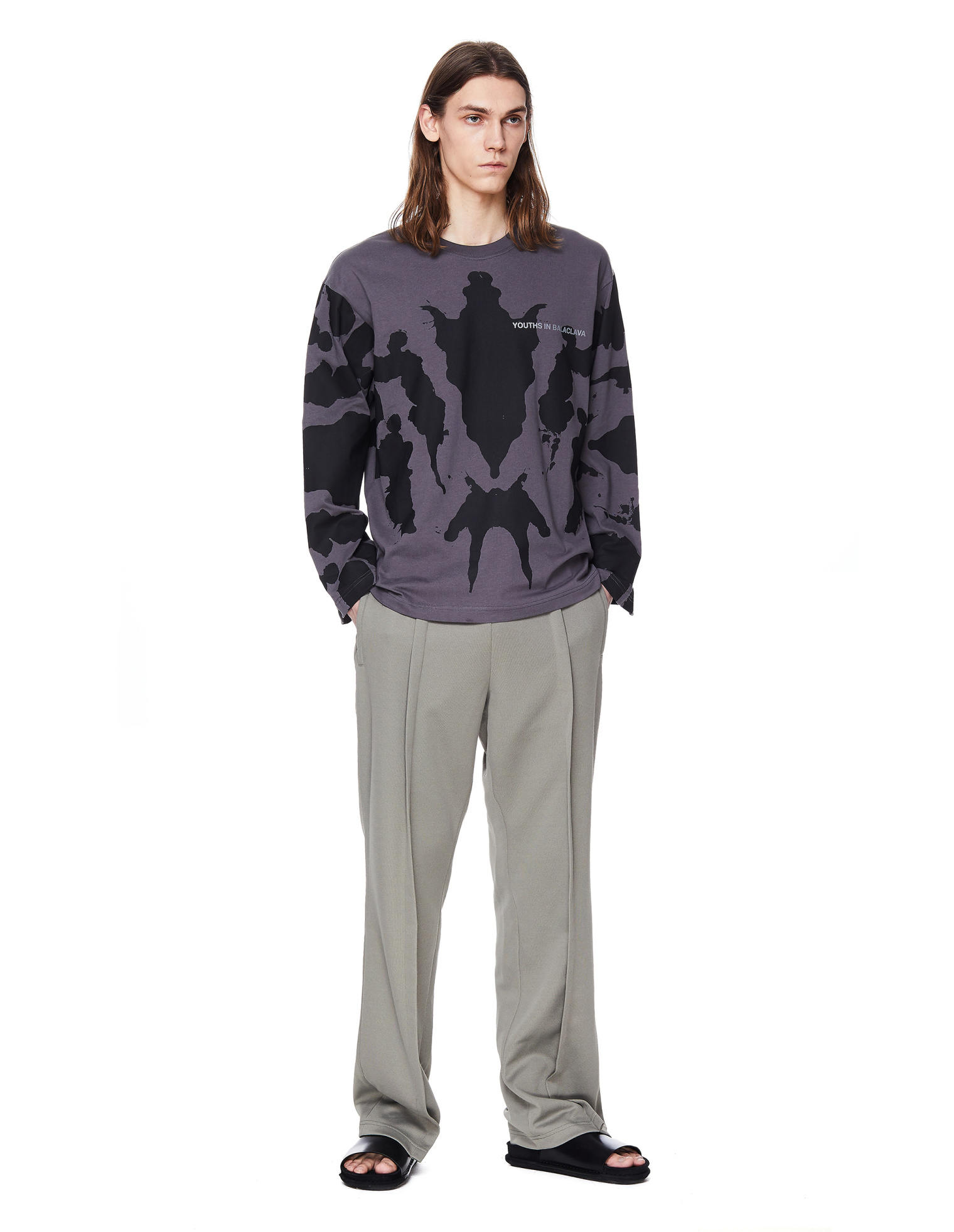 Youths in Balaclava Grey Cotton Printed L/S T-Shirt