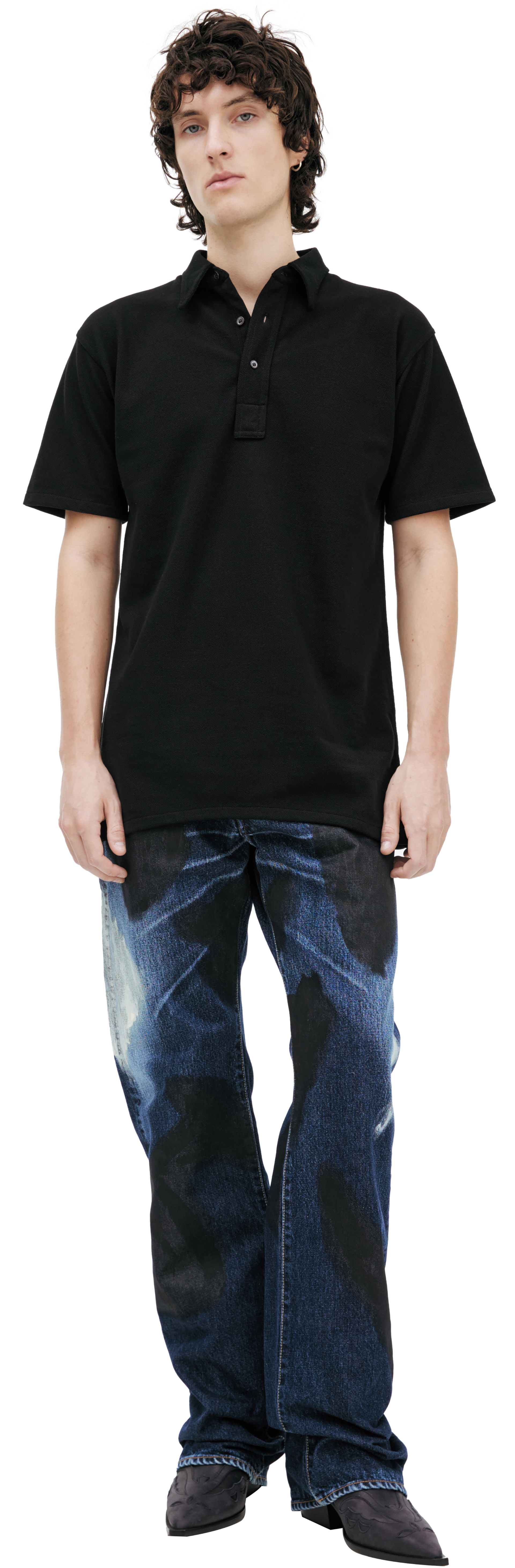 Maison Margiela Black polo with stitches