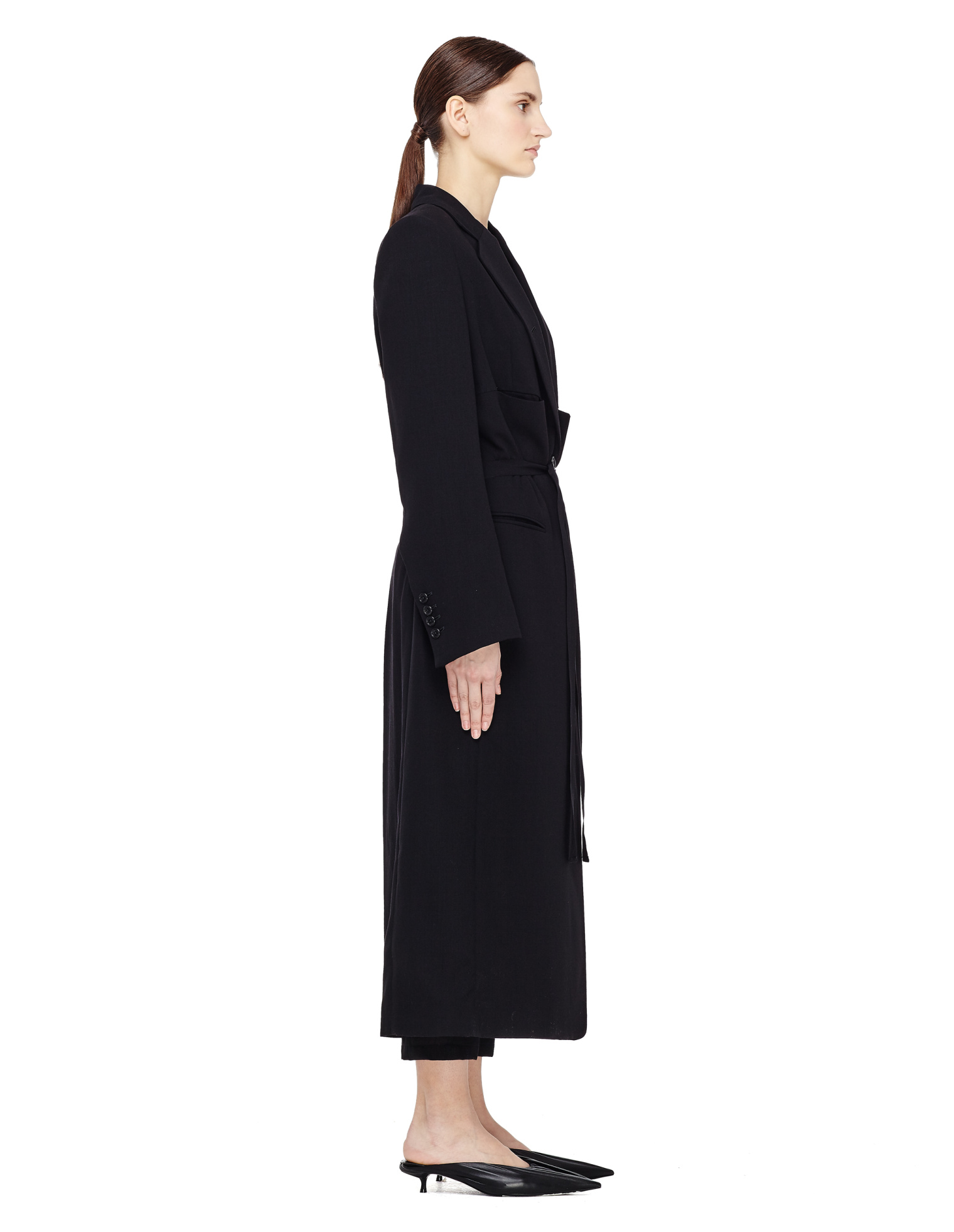 Ann Demeulemeester Пальто из шерсти с карманами на поясе