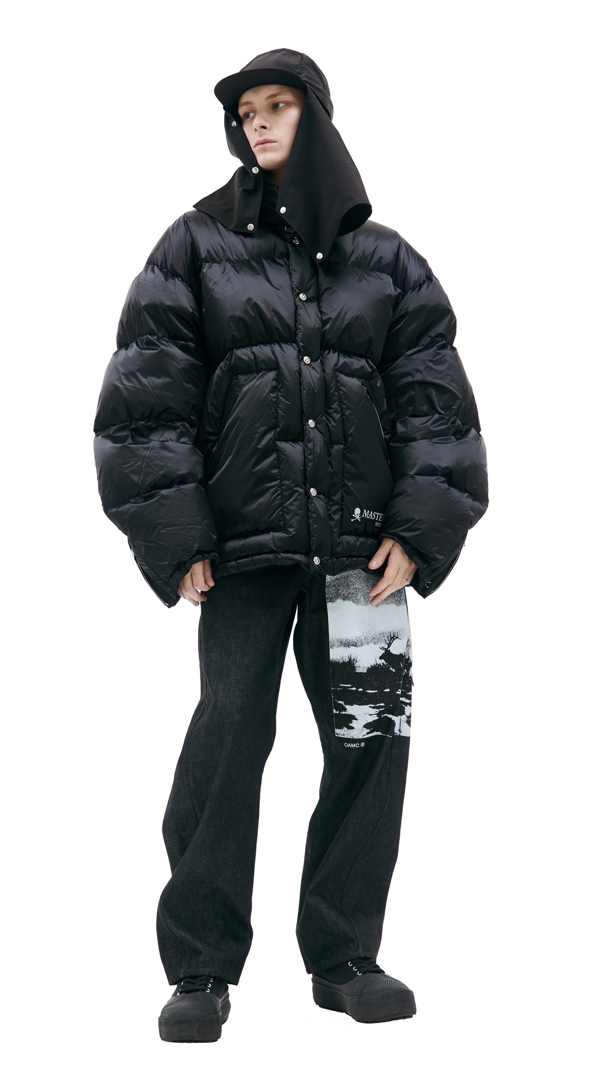 Mastermind WORLD Black logo down jacket