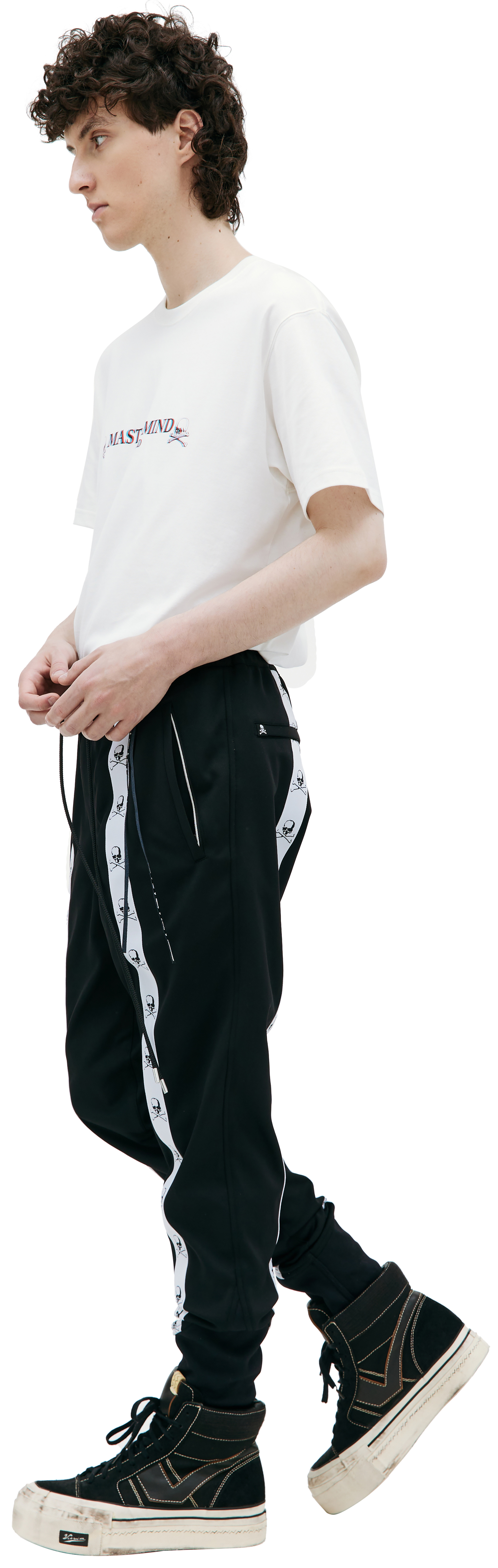Mastermind WORLD Black trousers with stripes