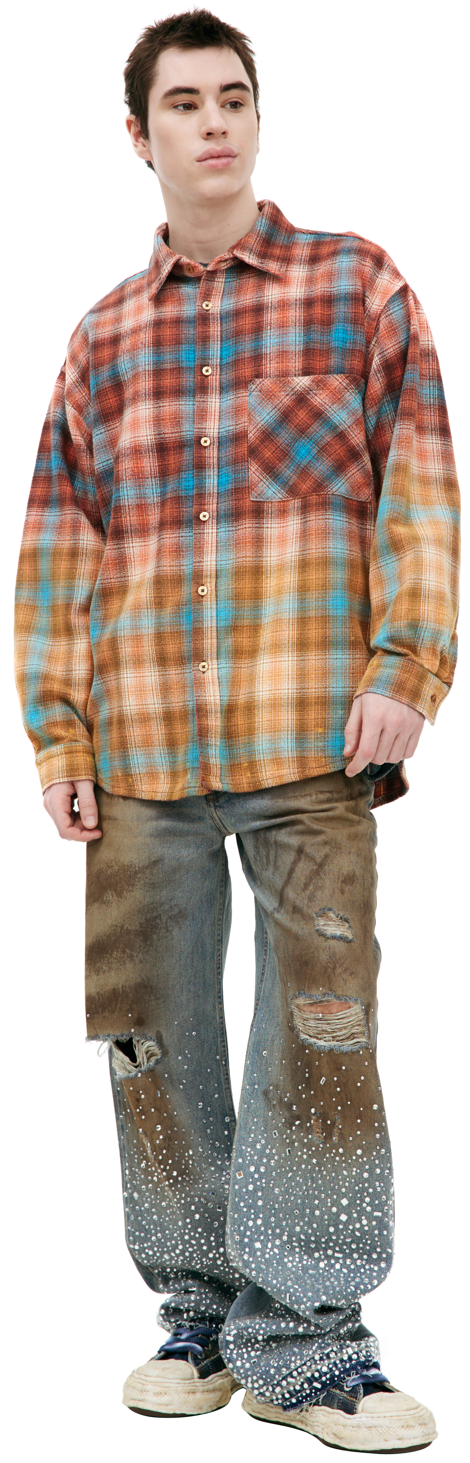 Satoshi Nakamoto Plaid shirt with patch pocket