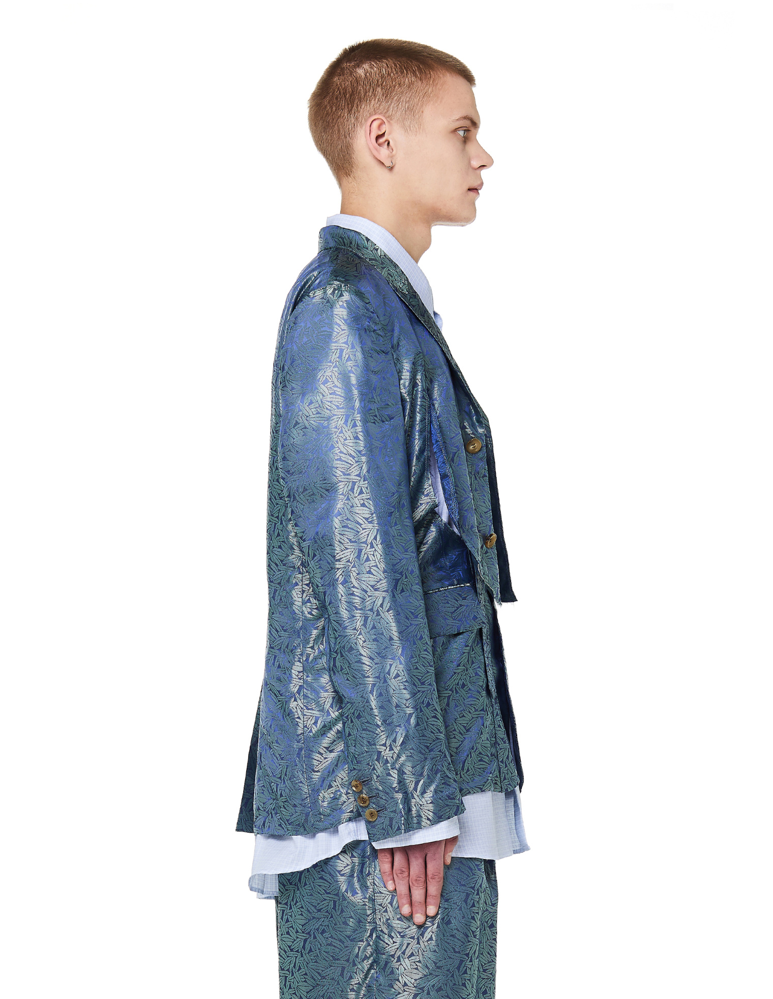 Comme des Garcons Homme plus Жаккардовый пиджак с вырезами