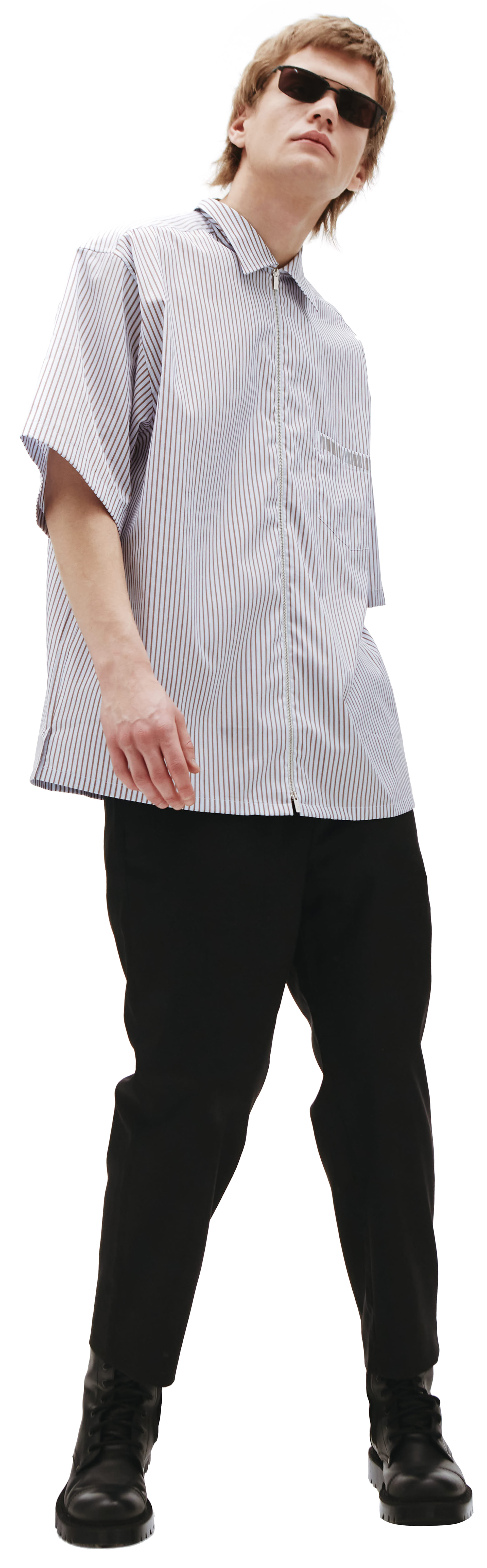 VTMNTS Striped zip-up shirt